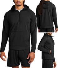 Load image into Gallery viewer, Mens Stretch 1/2-Zip Hoodie Moisture Wicking Pullover Hoody With Pockets XS-4XL