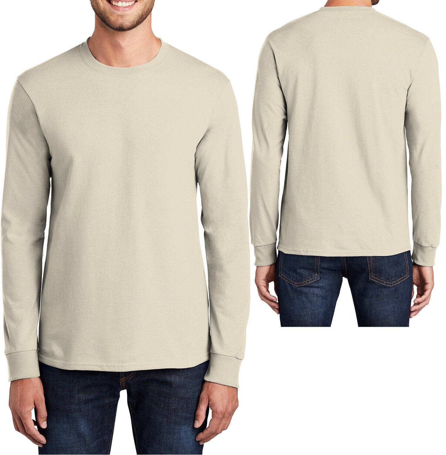 Mens 100% Soft Cotton Big & TALL Long Sleeve T-Shirt Crewneck Tee LT-4XLT NEW!