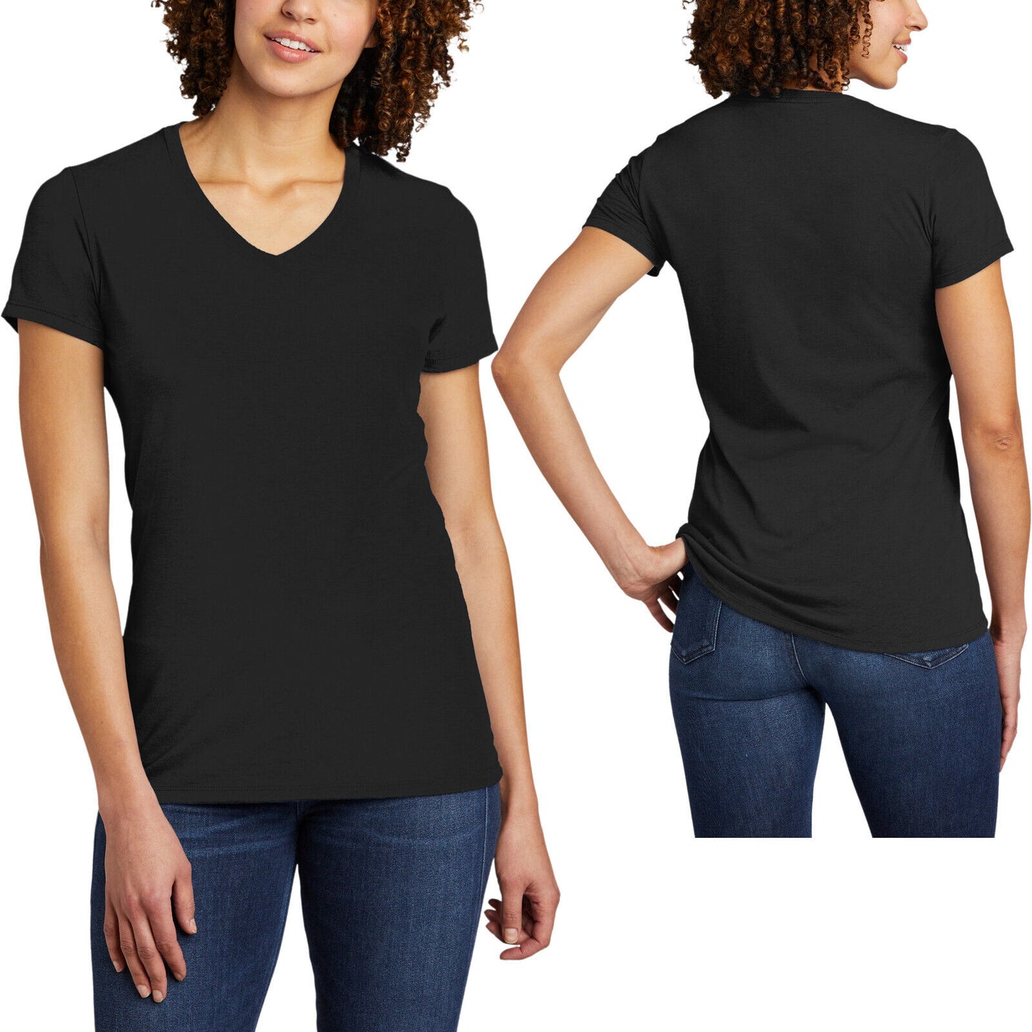 Womens Tri Blend V-Neck T-Shirt Soft Blended Sustainable Ladies Tee XS-2XL NEW!