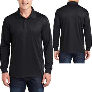 Mens Long Sleeve Micropique Snag Resistant Moisture Wicking Polo XS-4XL NEW!