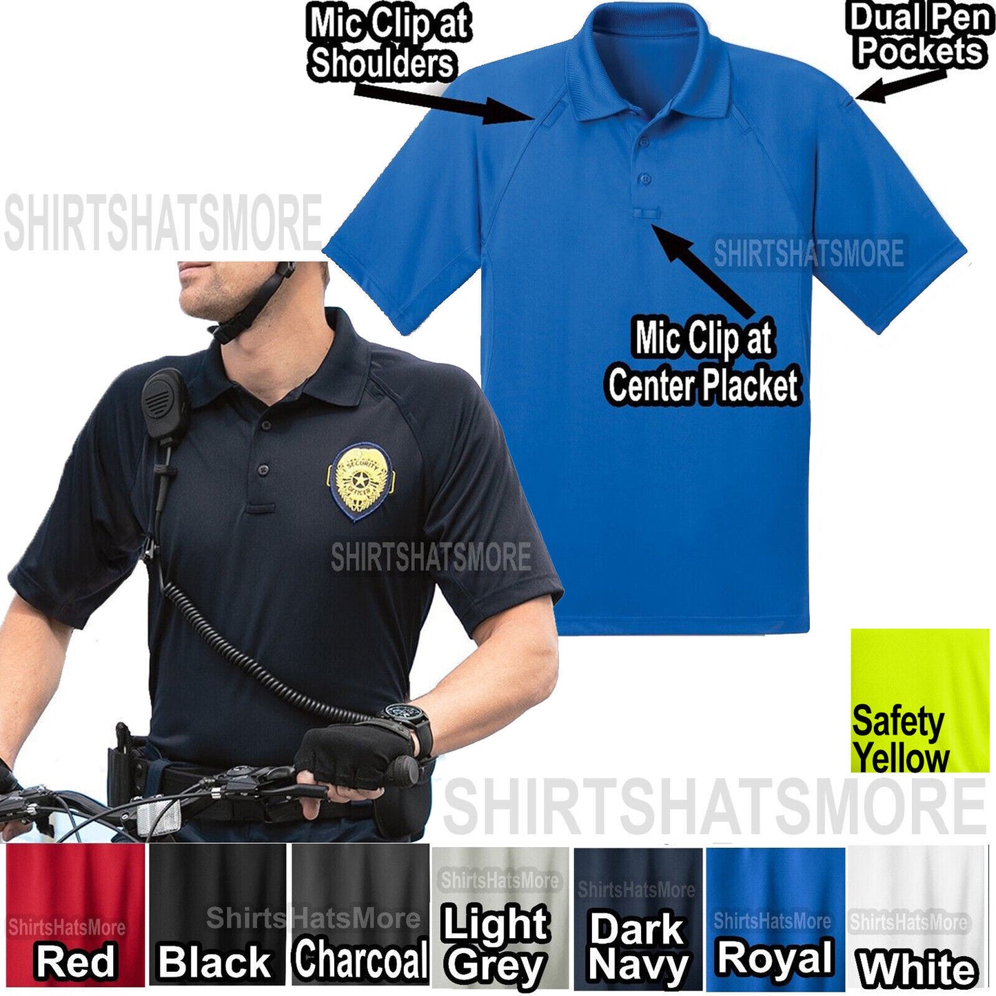 Mens Snag Proof Tactical Wicking Polo Shirt Police EMT Fire XS-XL 2X, 3X, 4X NEW