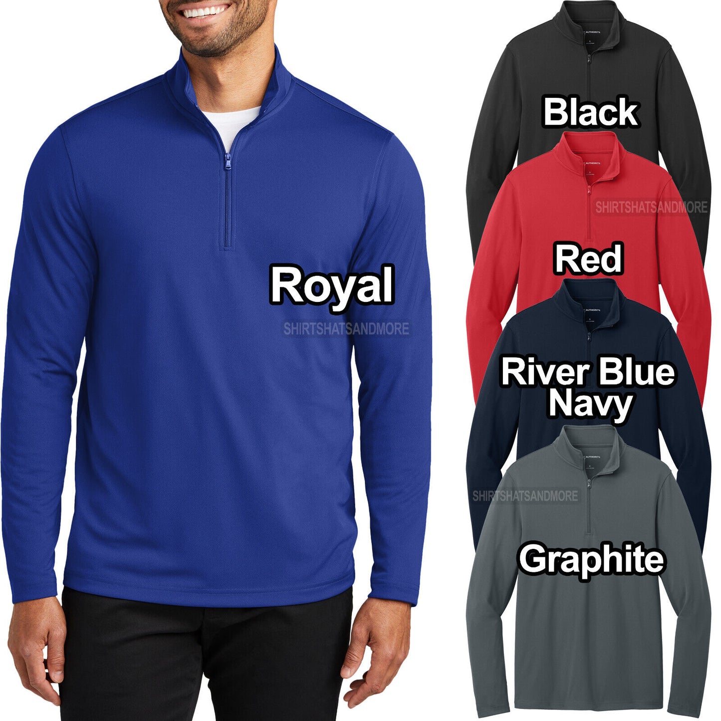 Mens 1/4 Zip Moisture Wicking Long Seleeves Mesh Pullover UPF 30 Snag Resistant