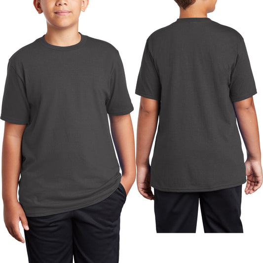 Youth Moisture Wicking FEELS LIKE COTTON Blended T-Shirt Boys Girls Kids Tee NEW