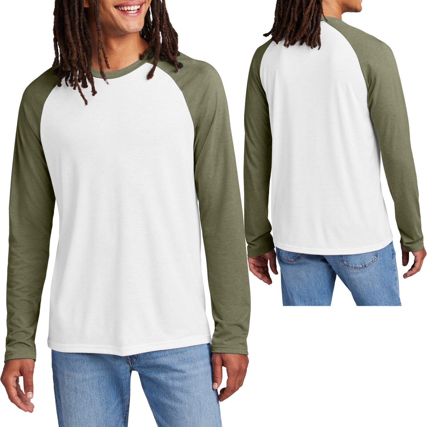 Mens Triblend Long Sleeve Baseball Tee Colorblock Soft Raglan T-Shirt XS-4XL NEW