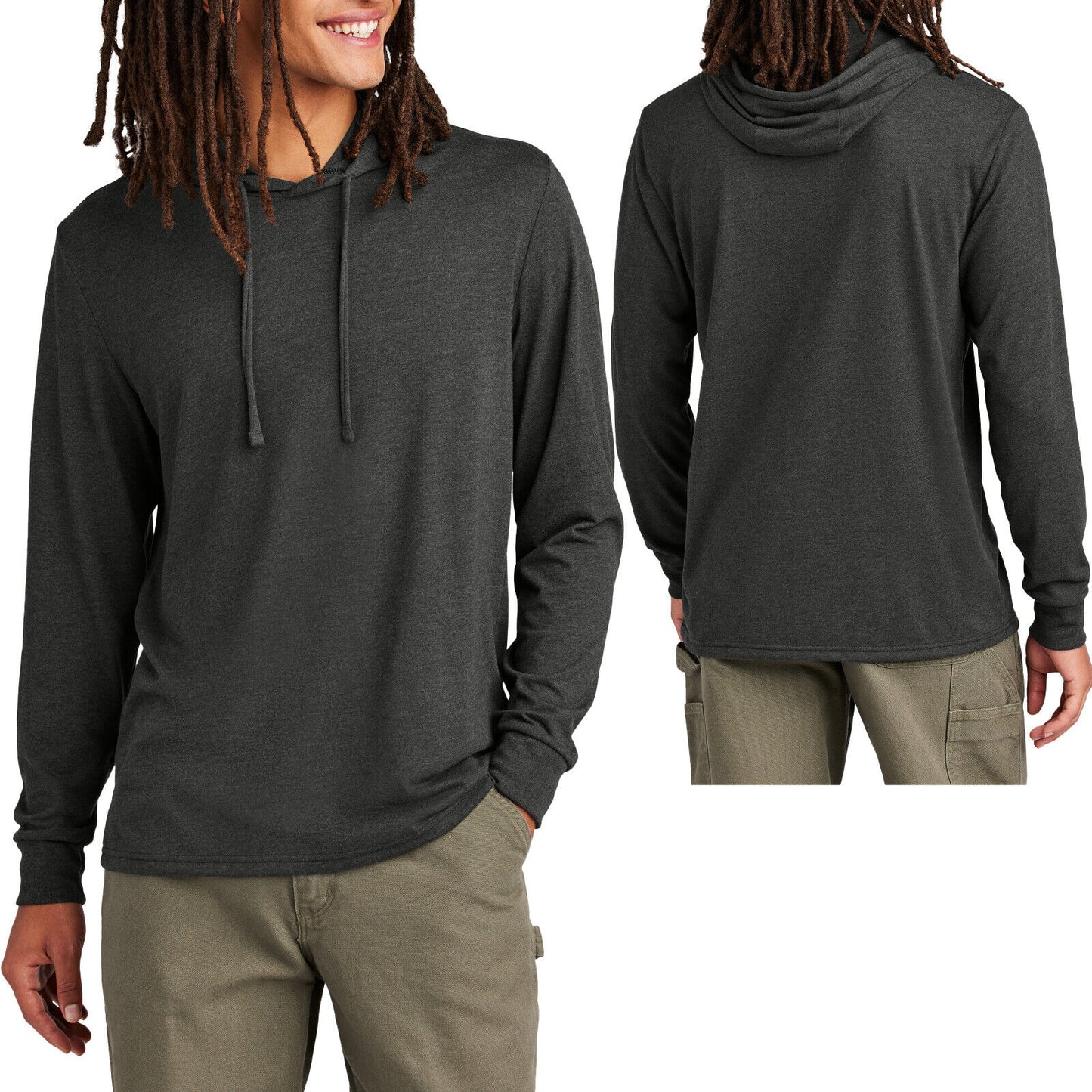 Mens Tri-Blend Hoodie T-Shirt Super Soft Sustainably Made Long SleeveTee XS-4XL