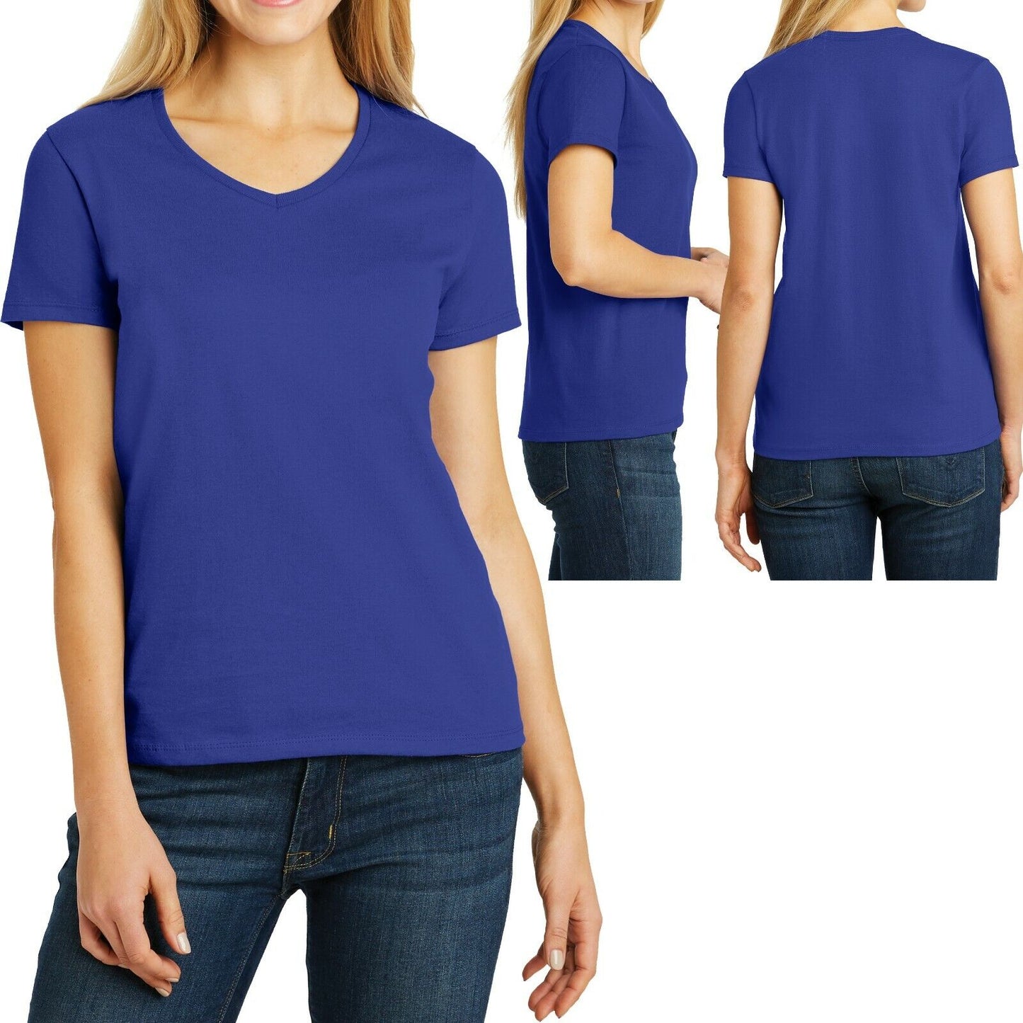 Ladies Plus Size Hanes V-Neck T-Shirt ComfortSoft Cotton Womens Top Tee XL 2X 3X