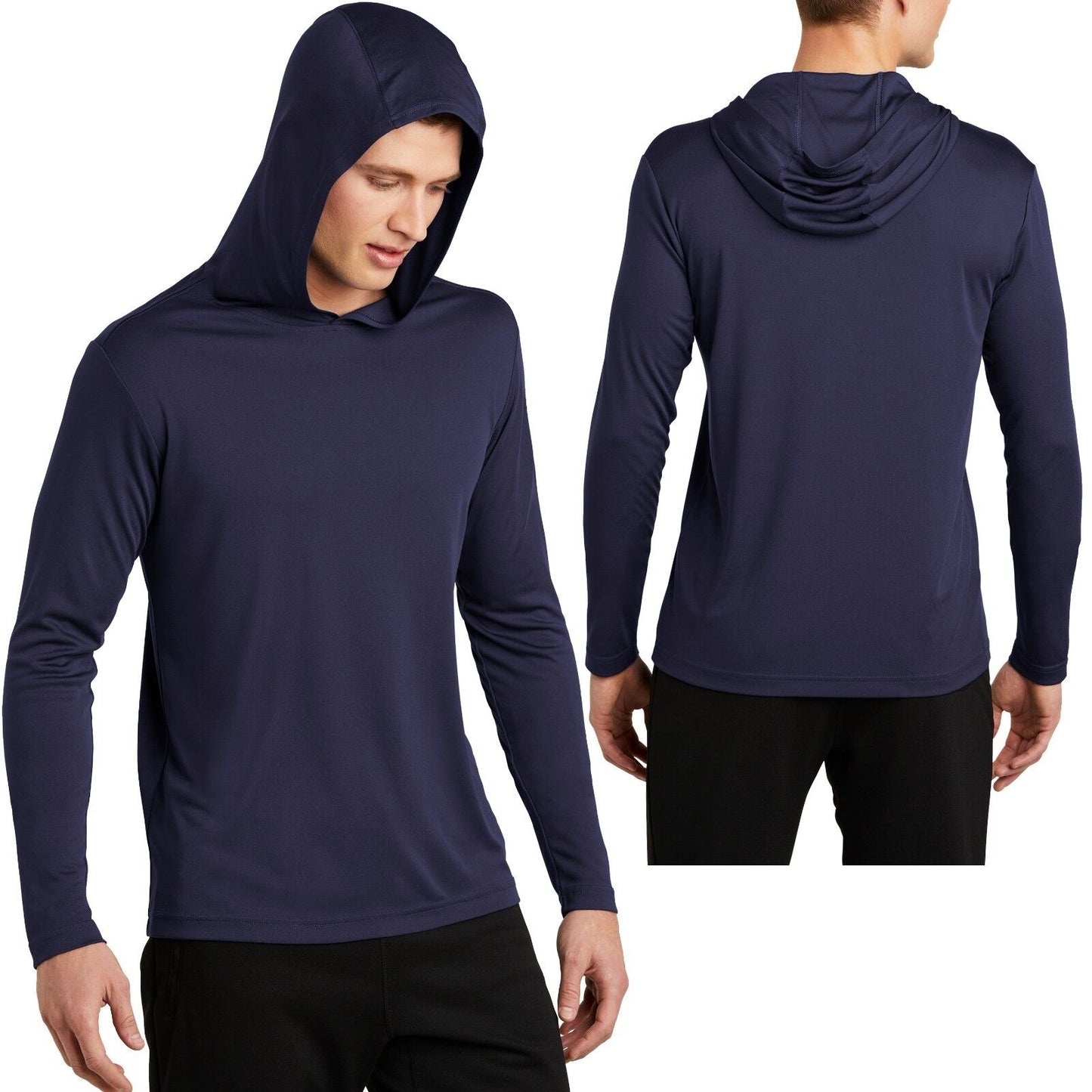 Mens Long Sleeve Hoodie T-Shirt Lightweight Moisture Wicking Exercise XS-4XL NEW