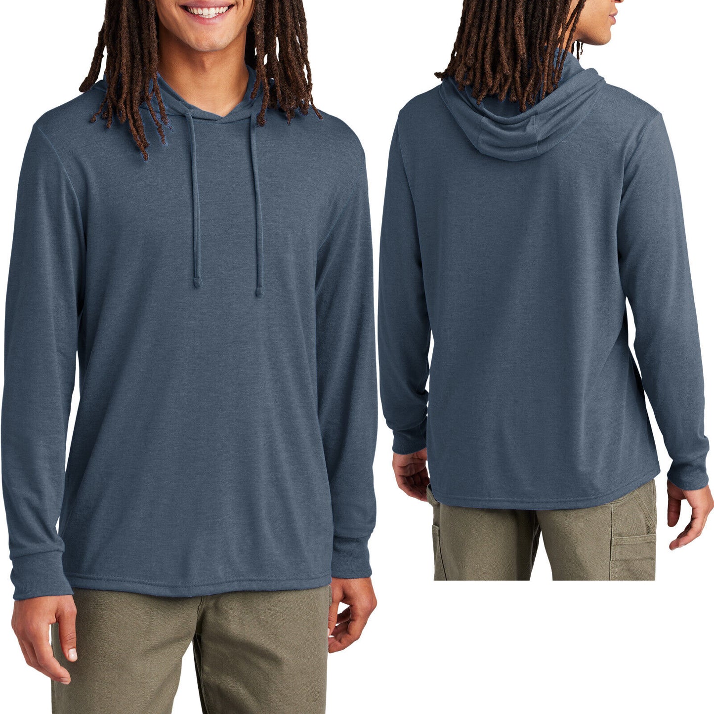 Mens Tri-Blend Hoodie T-Shirt Super Soft Sustainably Made Long SleeveTee XS-4XL