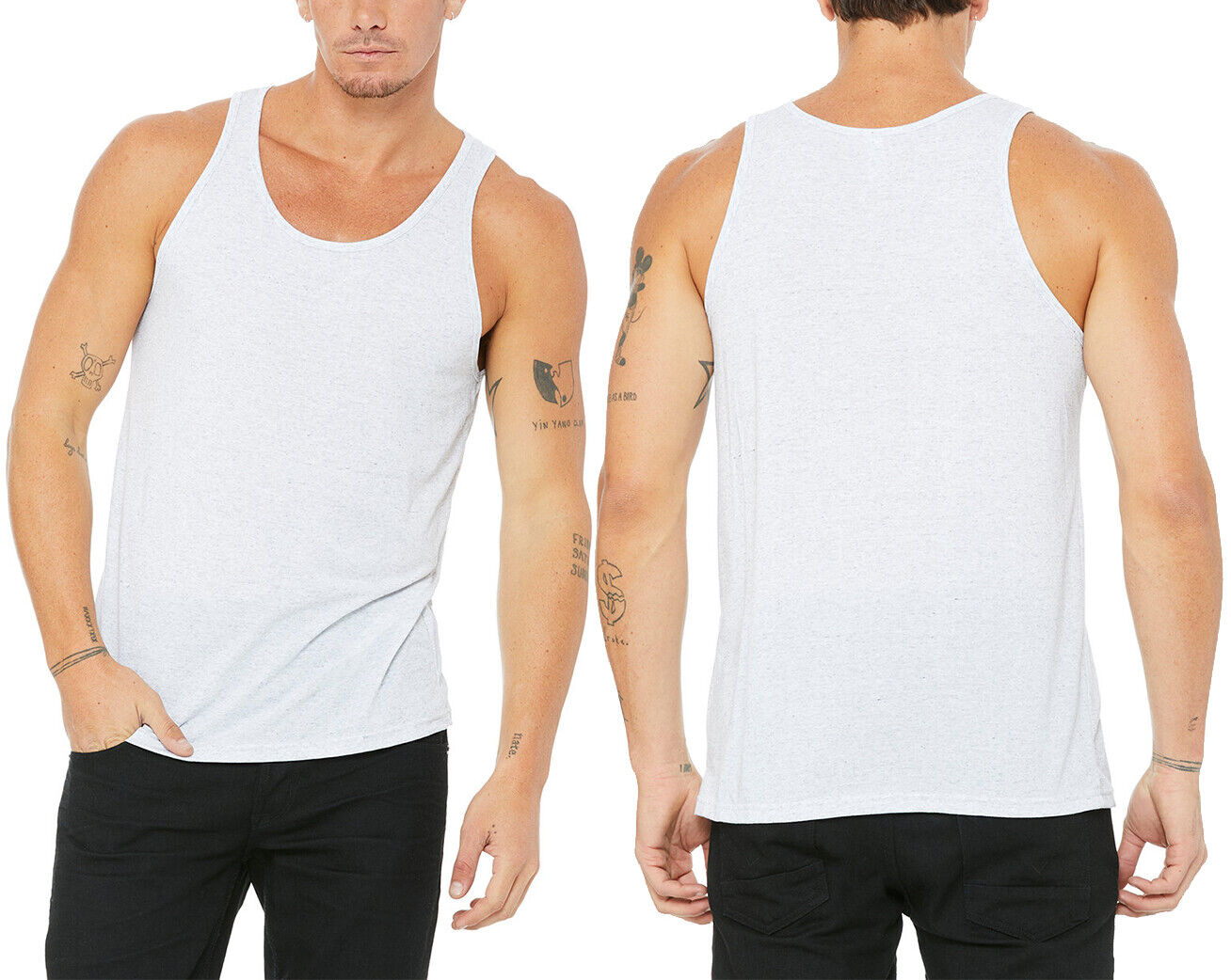 Mens Triblend Tank Top Sleeveless Workout Blended Tee Preshrunk T-Shirt XS-2XL