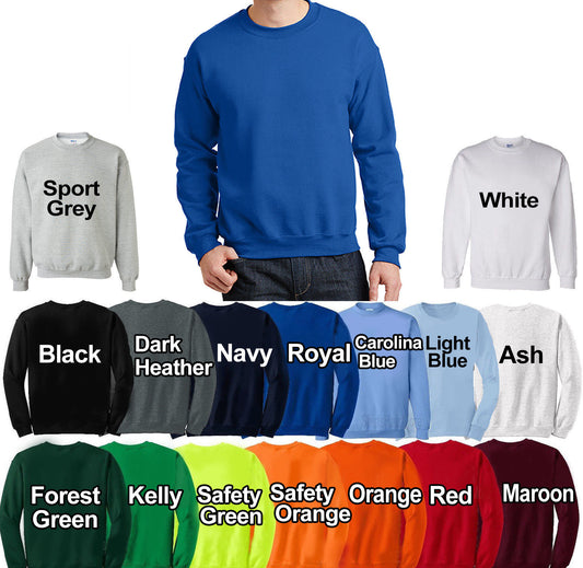 Gildan Mens Crewneck Sweatshirt Pullover Warm Heavy Blend S-2XL 3XL 4XL 5XL NEW