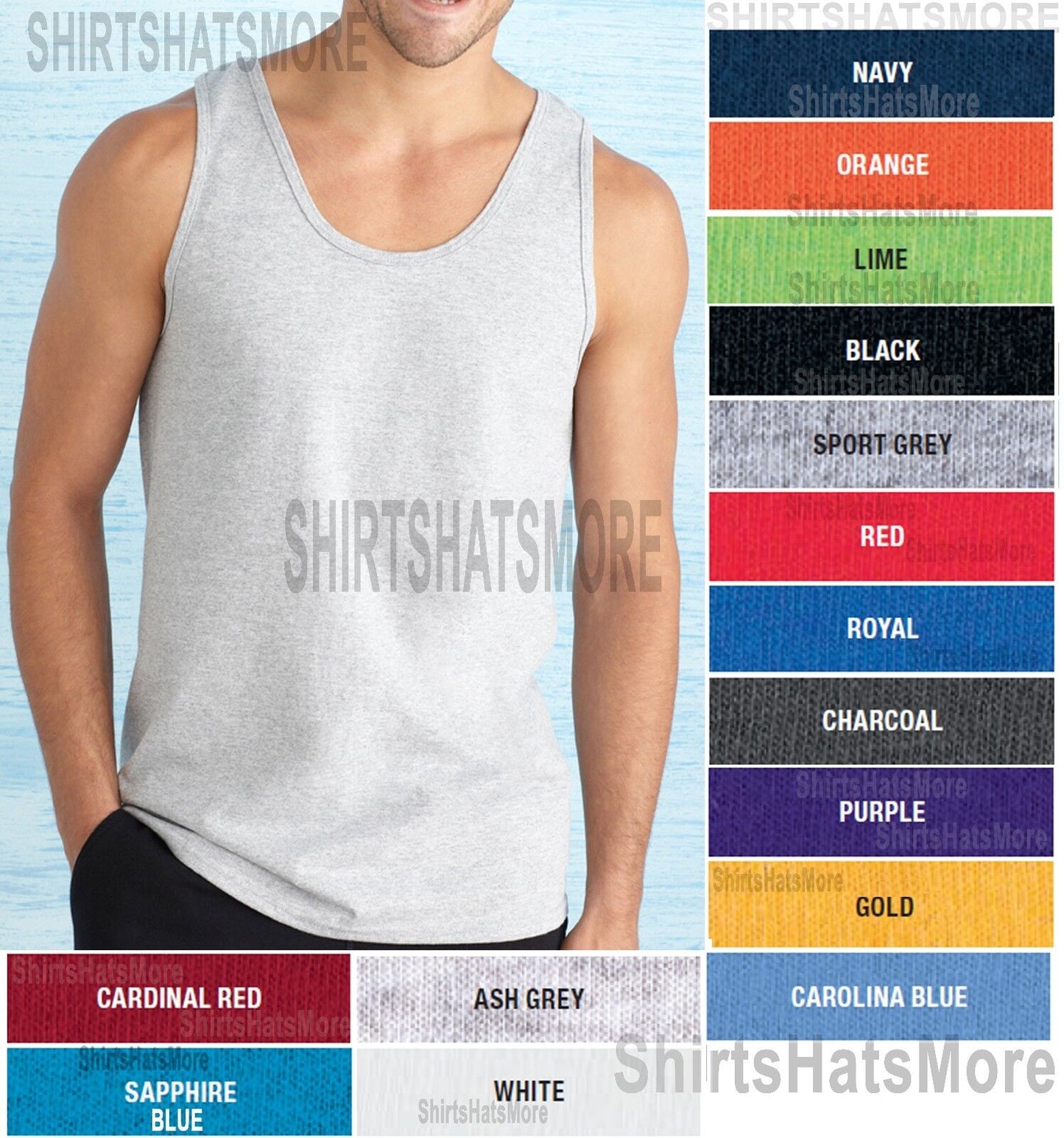 Gildan Mens Tank Top Premium PRESHRUNK Cotton Athletic Basketball Workout S-2XL