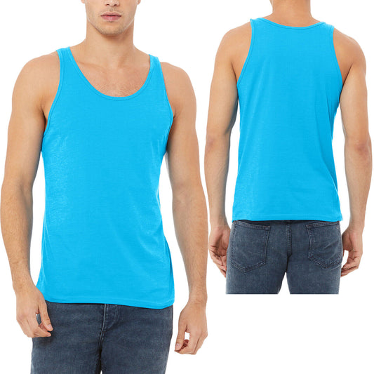 Mens NEON Soft Ringspun Cotton Blend Jersey Tank Top Sleeveless Tee XS-2XL NEW!