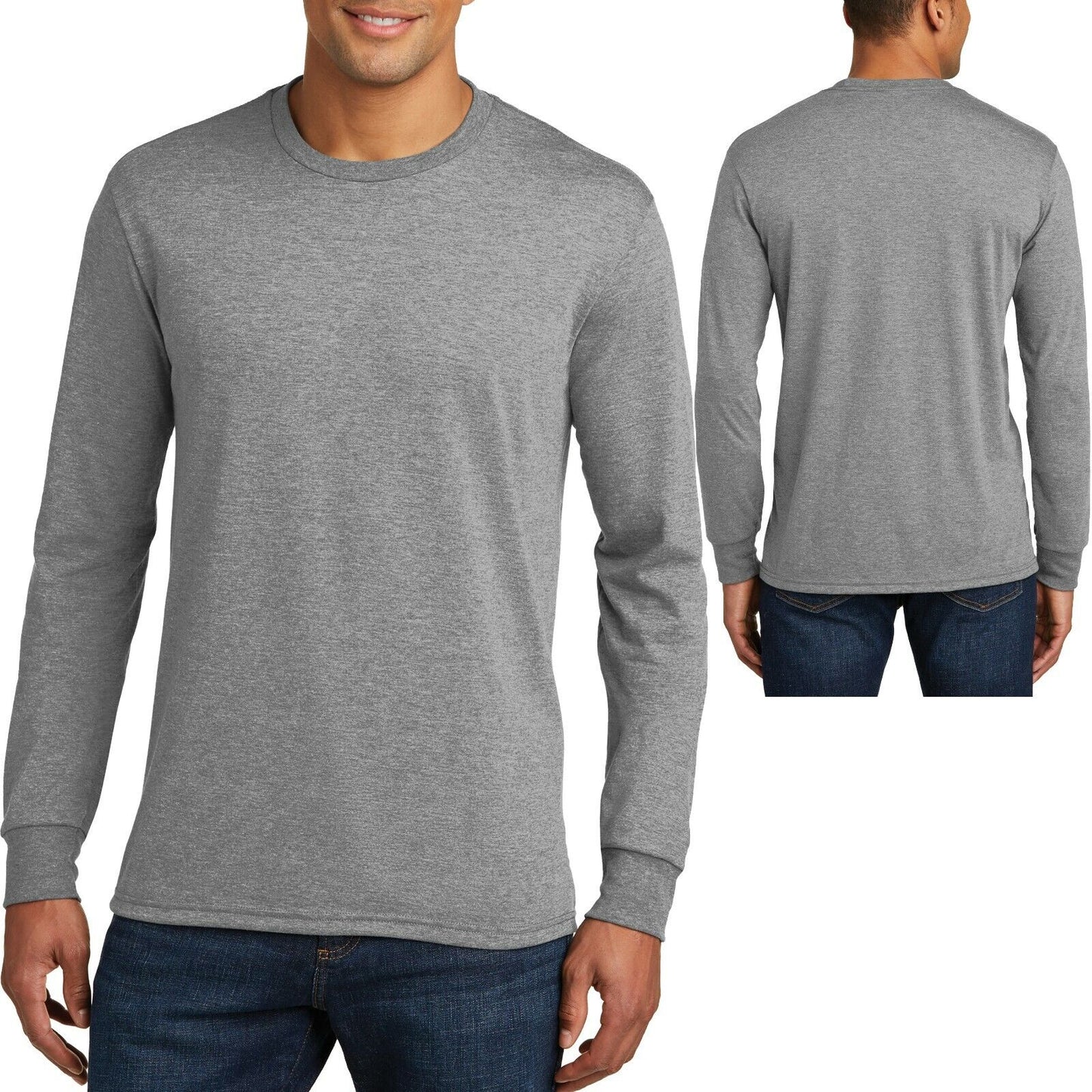 Mens Long Sleeve Tri Blend T-Shirt Premium Crew Neck Tee S, M, L, XL 2XL 3XL 4XL