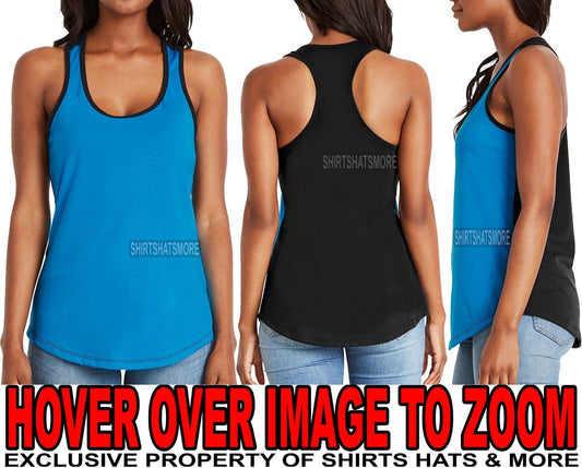 Ladies Racerback Tank Top 2 Tone T-Shirt Junior Cut PRESHRUNK Cotton Blend XS-2X