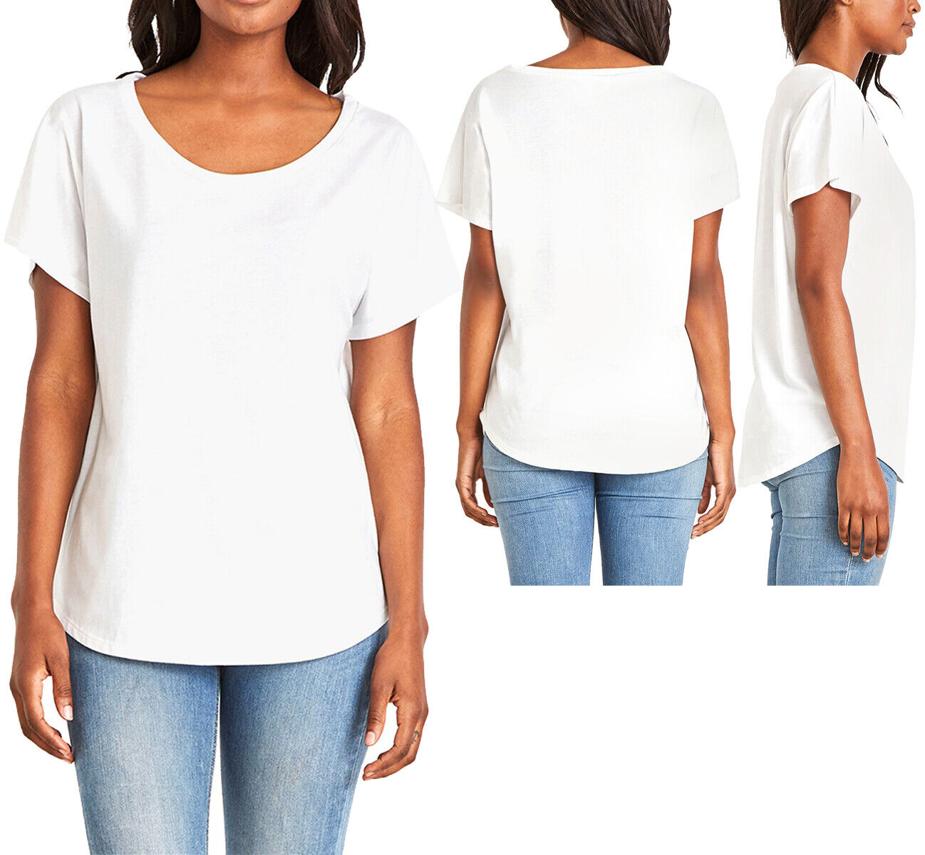 Ladies Dolman T-Shirt Cotton/Poly Relaxed Fit Womens Top Tee XS-XL, 2XL, 3XL