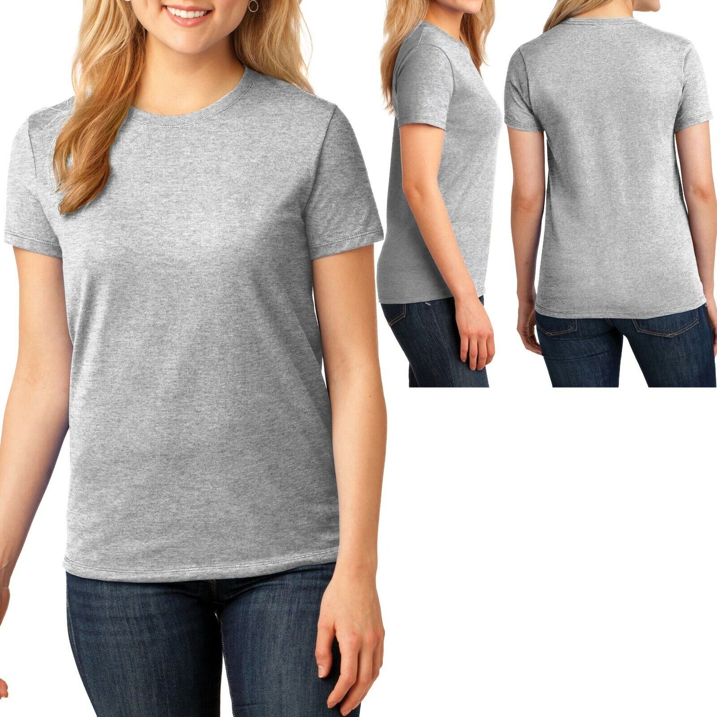 Womens Plain Basic Crew Neck T-Shirt Ladies Feminine Fit Top Plus Size 2X 3X 4X