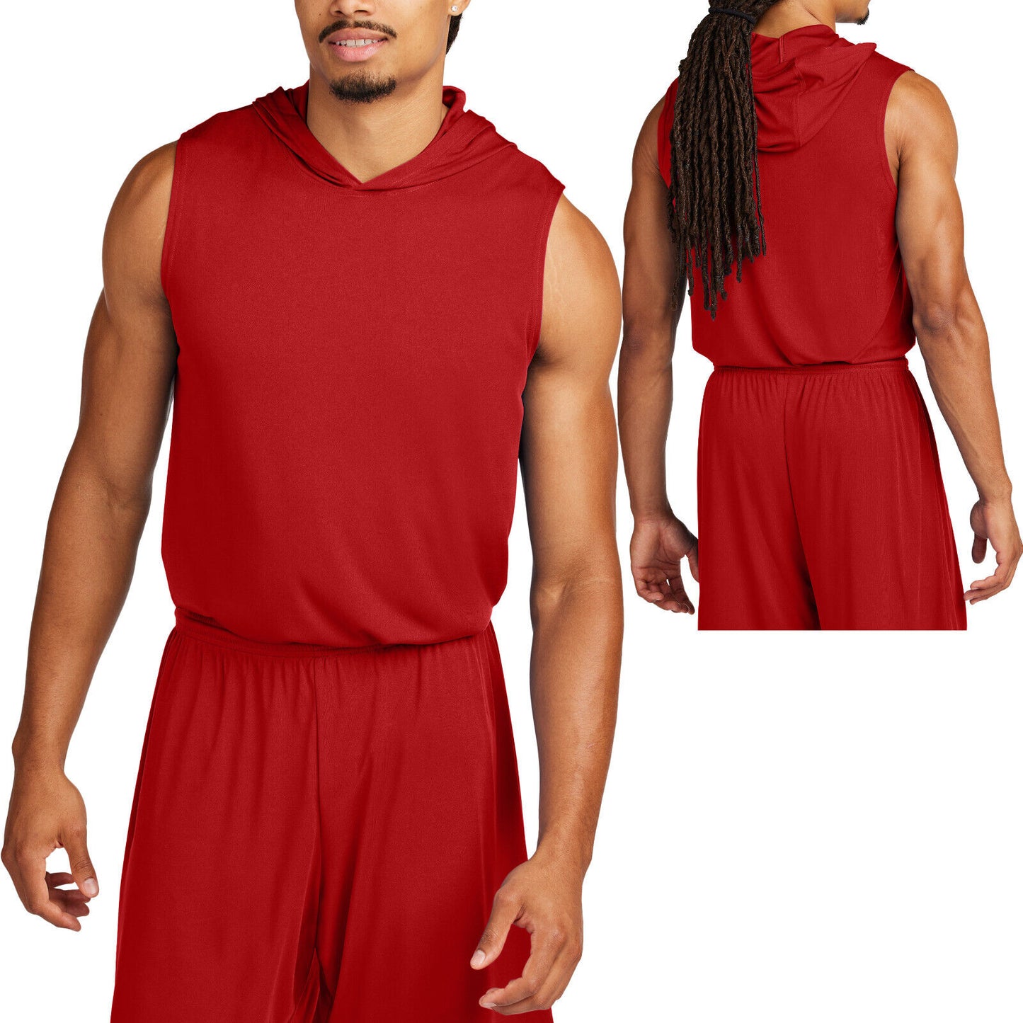 Mens Moisture Wicking Dri Fit Sleeveless Hoodie Tee UPF30+ Gym Hoody Tank XS-4XL