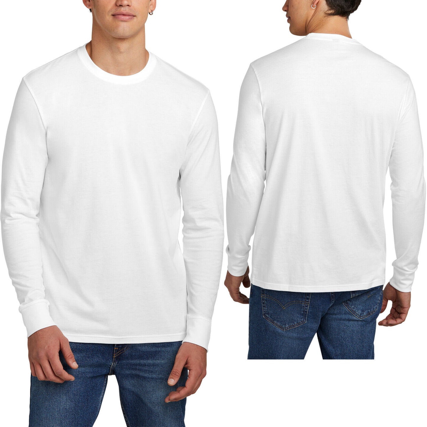 Mens Soft Ringspun Cotton/Poly Long Sleeve T-Shirt Heather Blended Tee XS-4XL