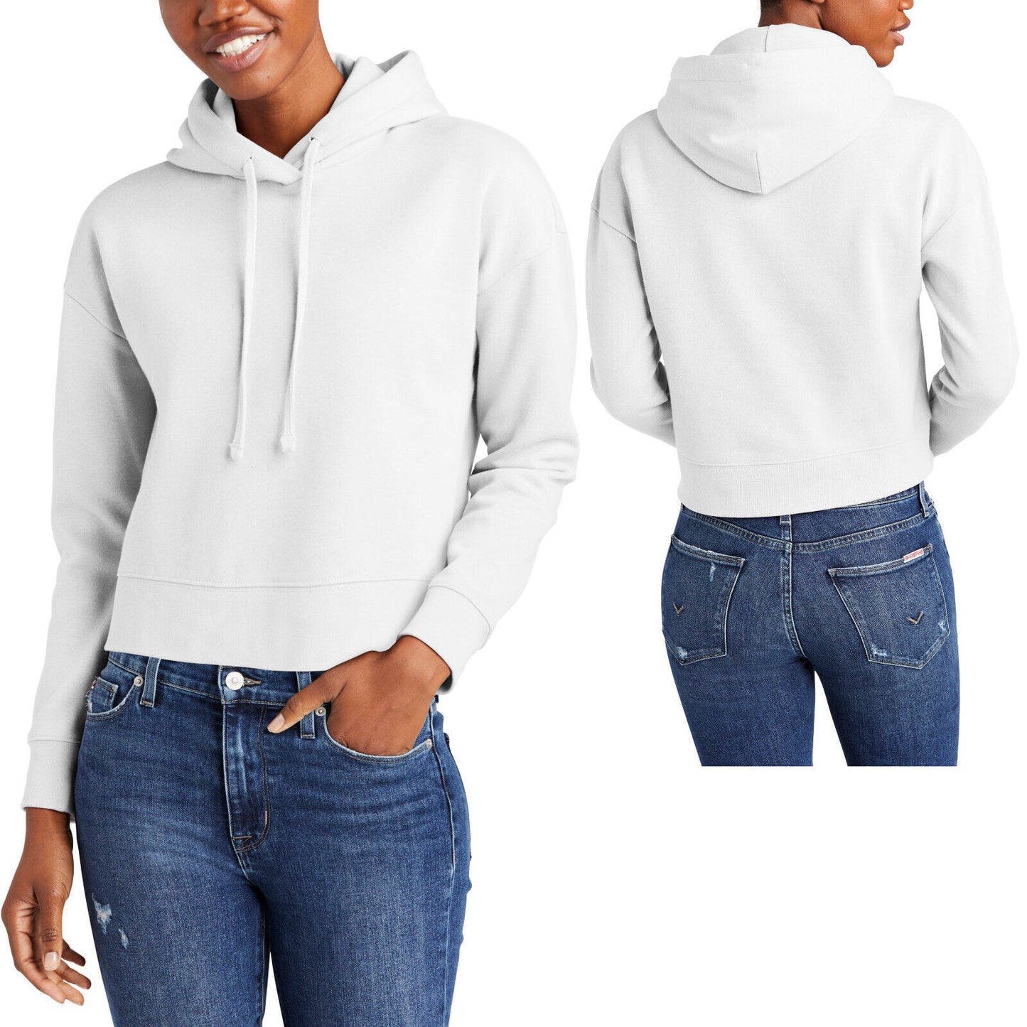 Ladies Plus Size Cropped Fleece Hoodie Women Long Sleeve Hooded Sweatshirt XL-4X