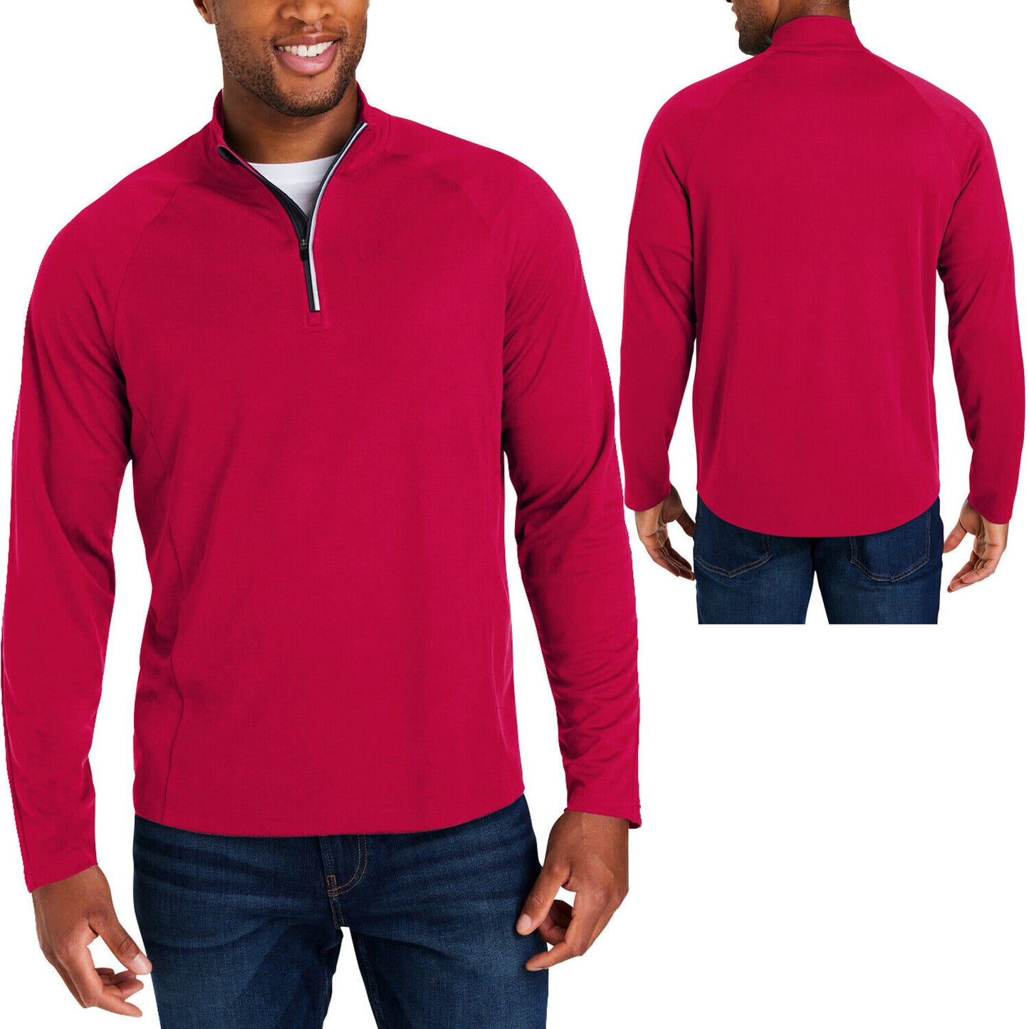 Mens 1/4 Zip Moisture Wicking Pique Pullover UV Protection Antimicrobial S-5XL