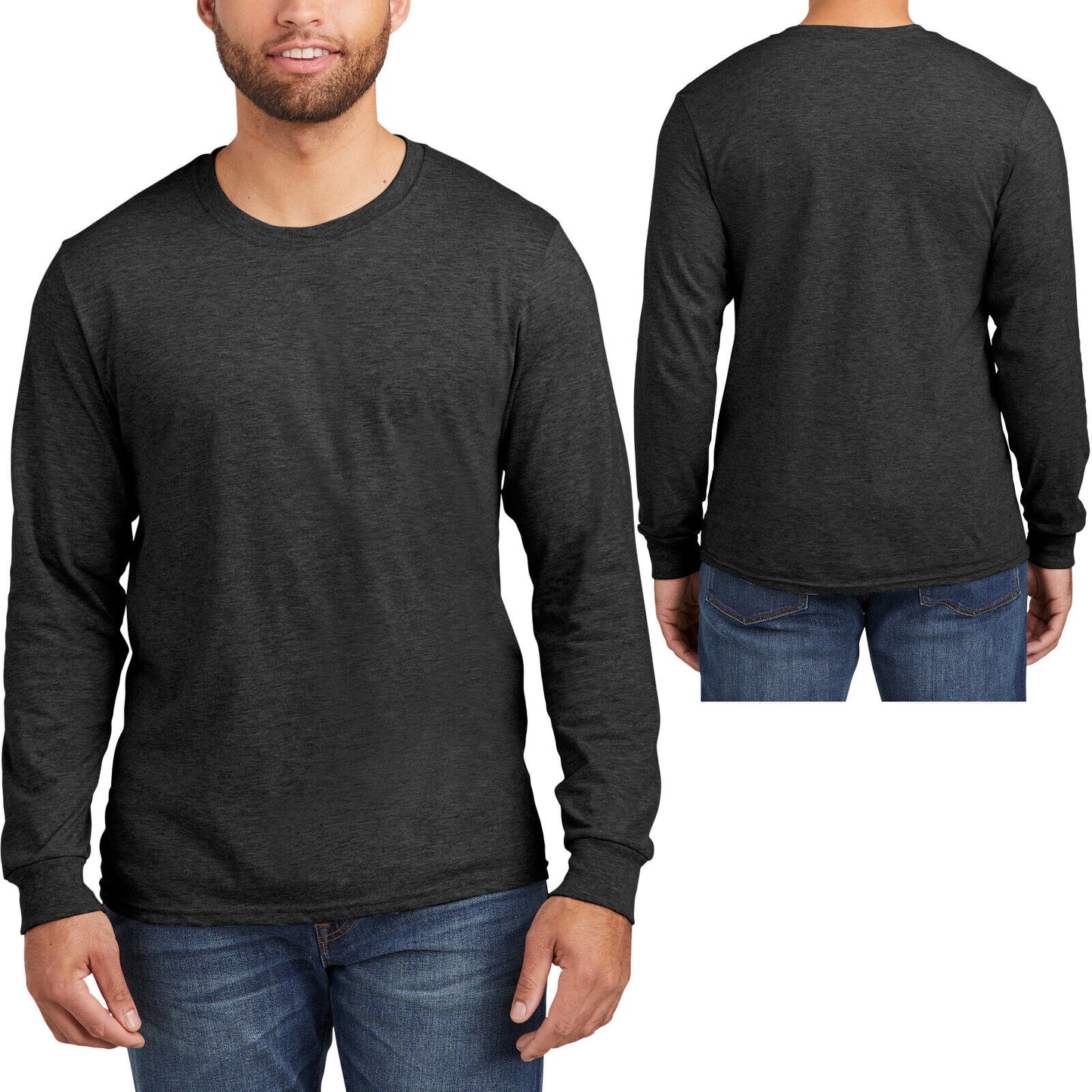 Mens Jerzees Premium Soft Blend Ring Spun Long Sleeve T-Shirt Classic Fit Tee