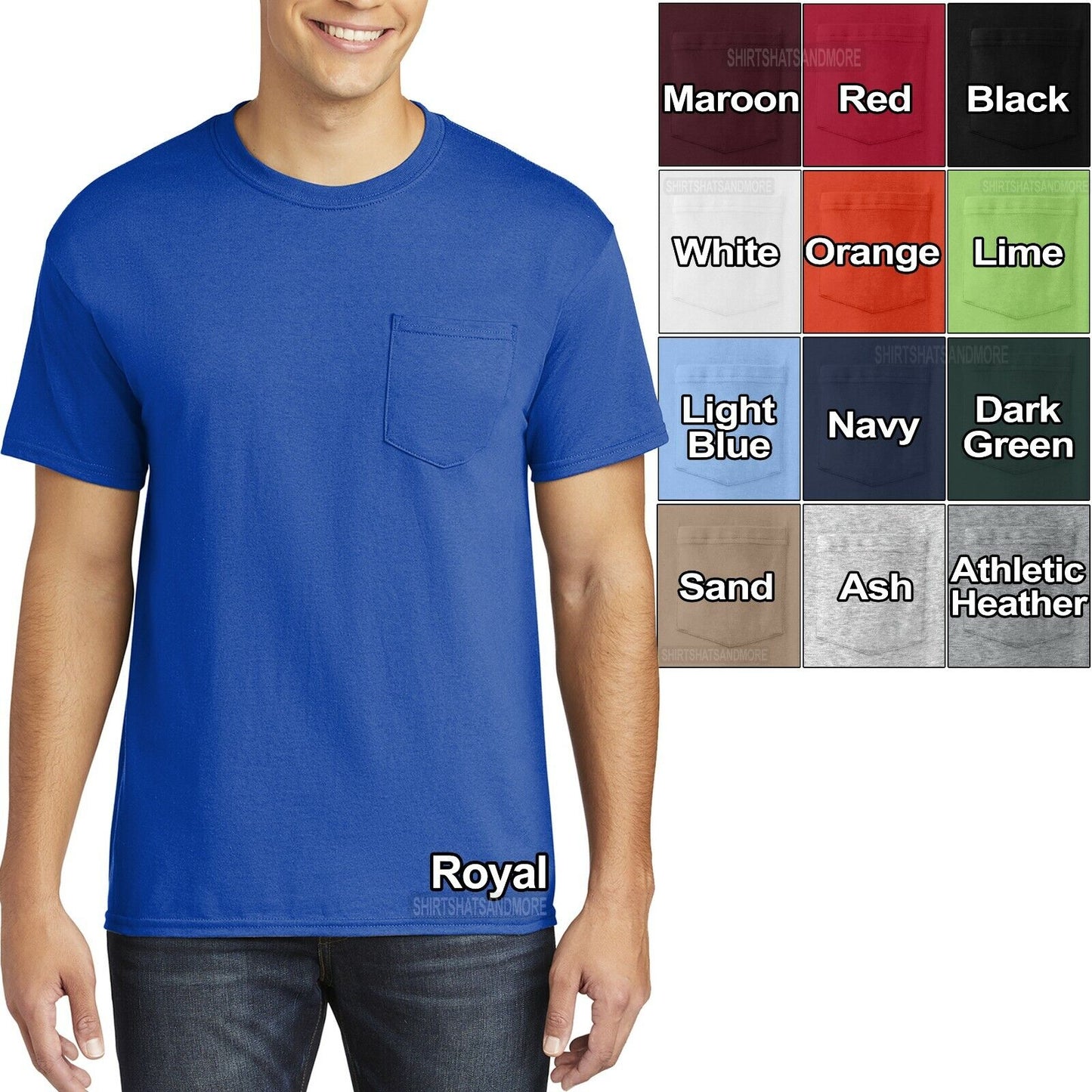 Big and Tall Mens T-Shirt With Pocket Heavy Cotton XL-4XL, LT XLT 2XLT 3XLT 4XLT