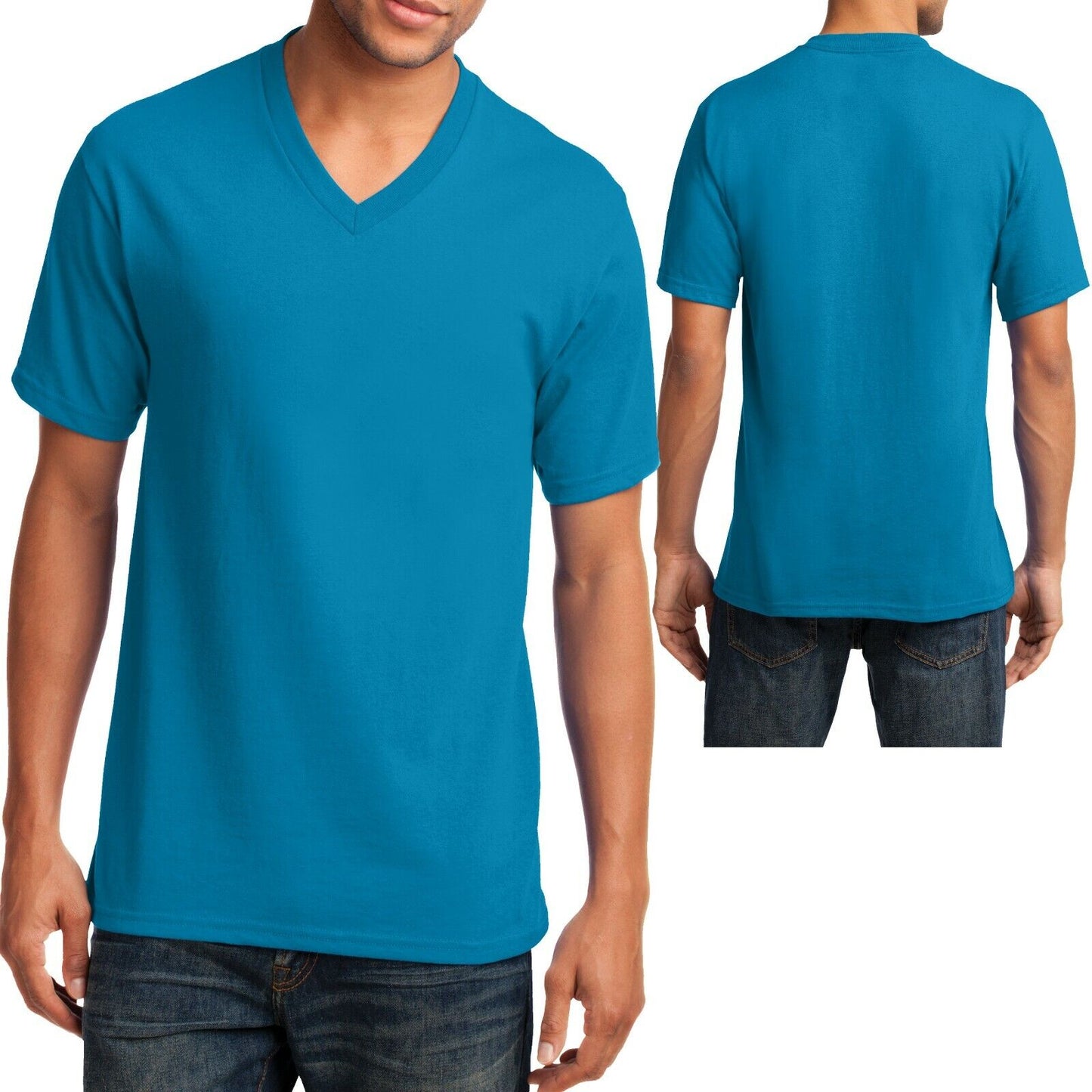 Mens V-Neck T-Shirt Cotton Blend Including NEONS Sizes S M L XL 2XL 3XL 4XL NEW