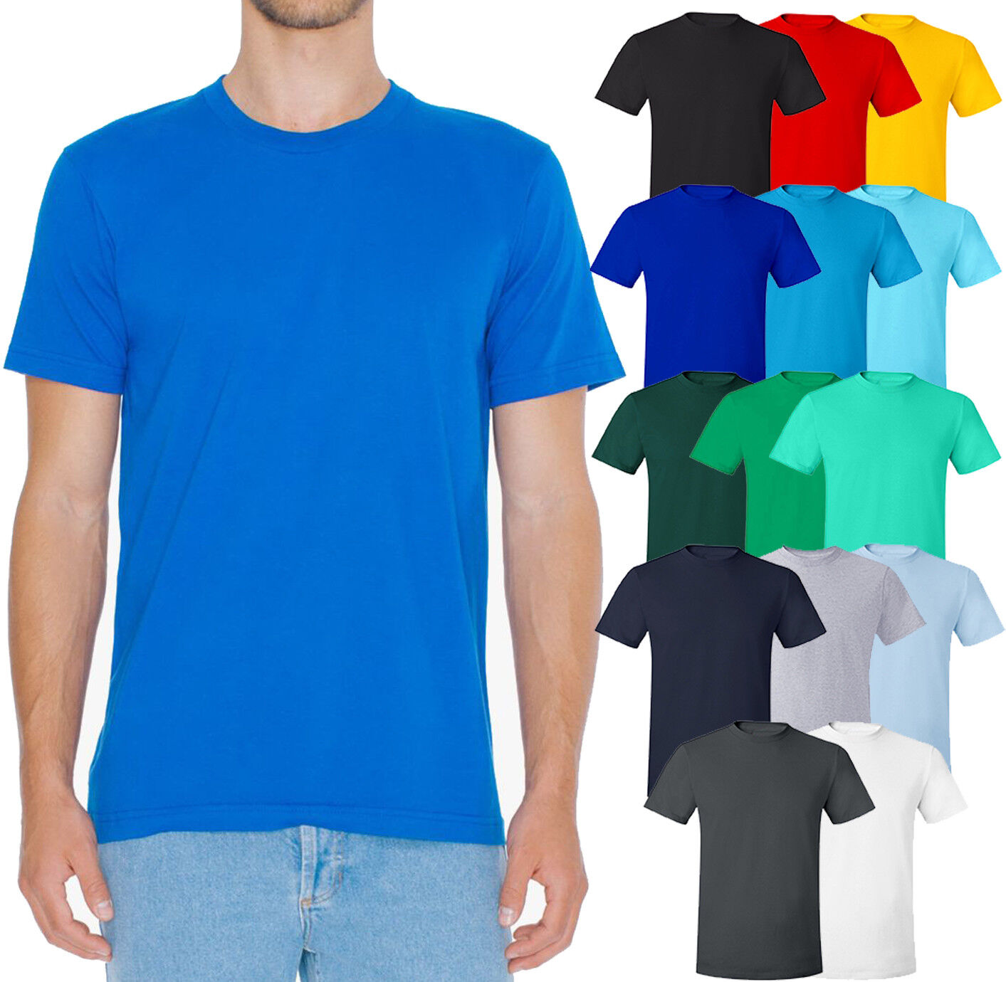 American Apparel T-Shirt Fine Jersey Blank Cotton Tee XS S M L XL 2XL 3XL NEW