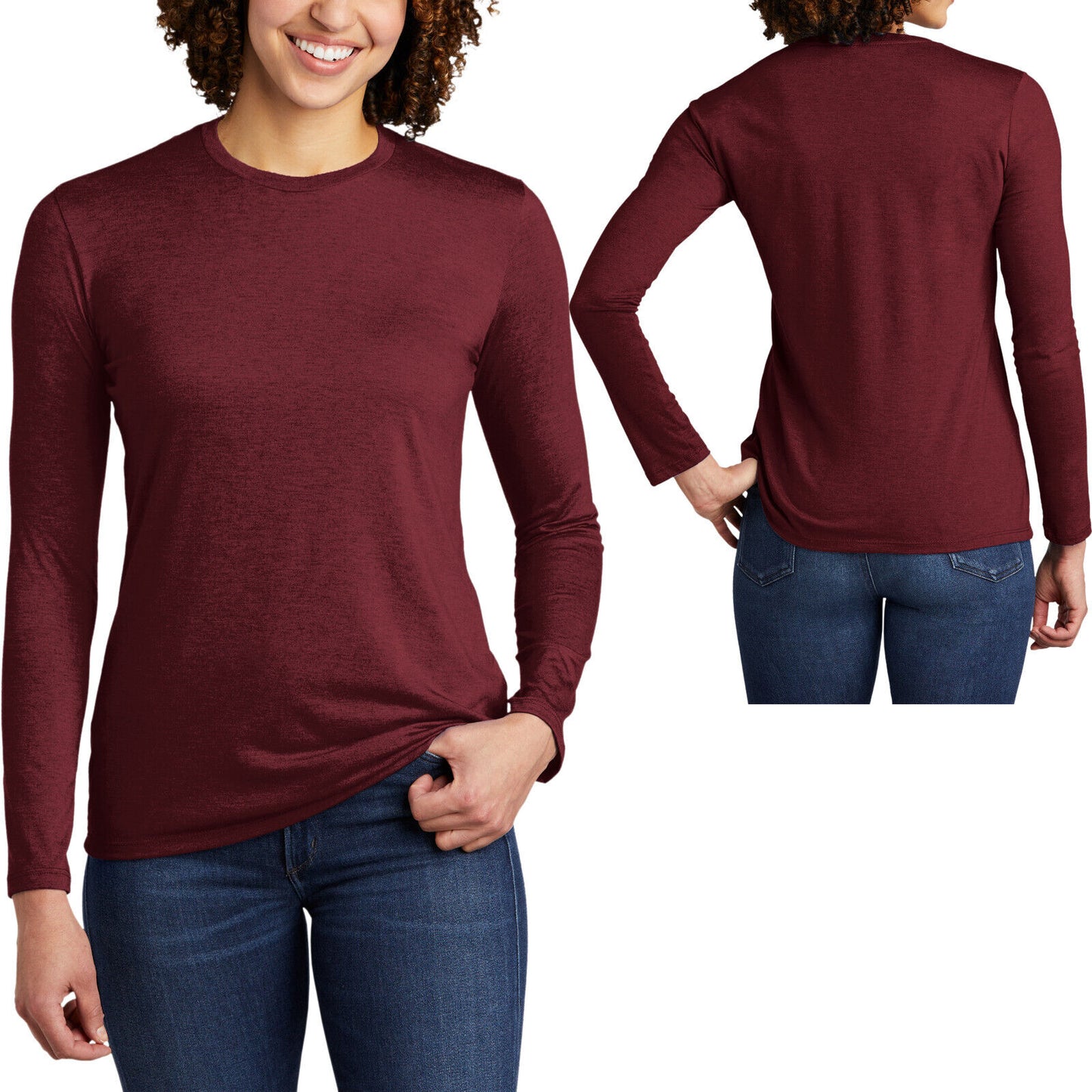 Womens Triblend Long Sleeve Sustainable Tee Super Soft T-Shirt XS-2XL NEW!