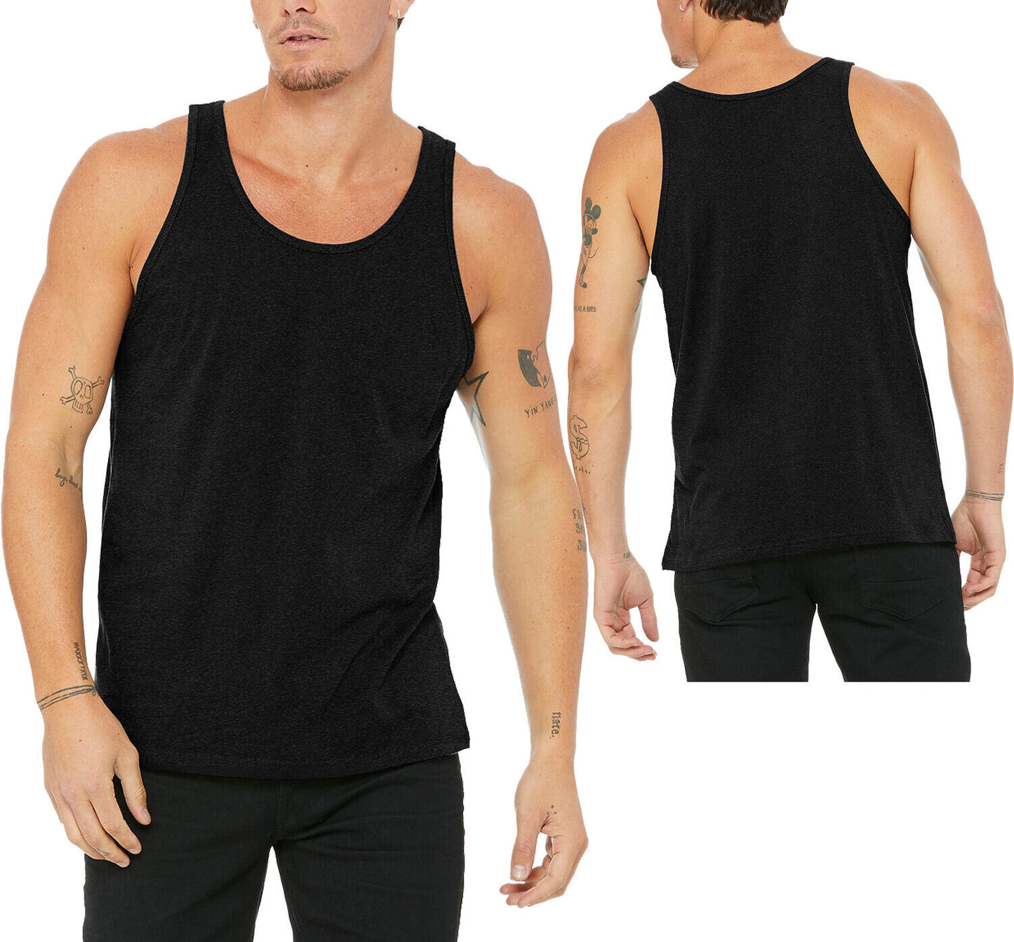 Mens Heathered Soft Ringspun Cotton Blend Jersey Tank Top Sleeveless Tee XS-2XL