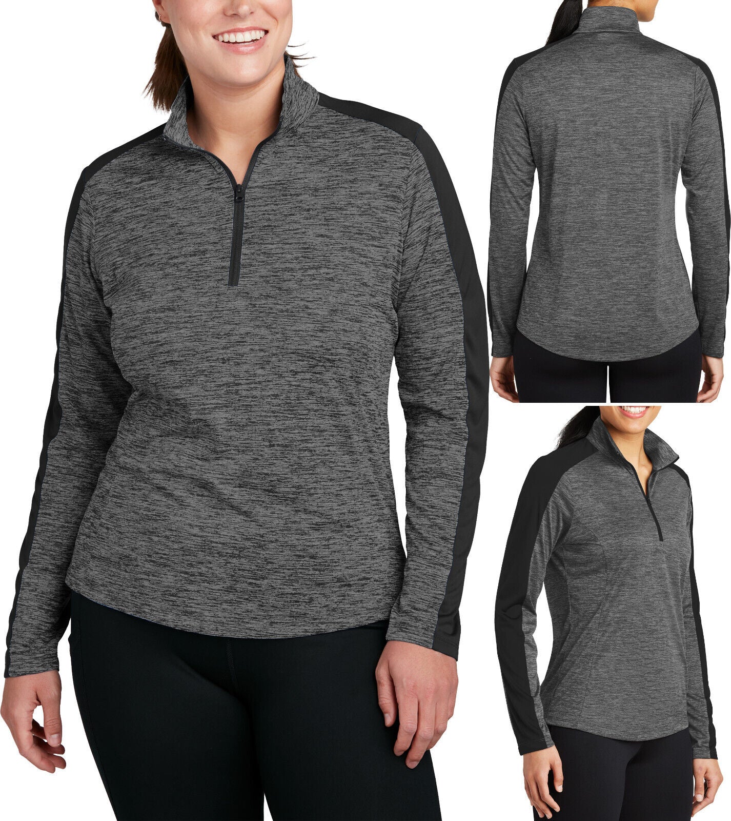 Ladies Plus Size Electric 1/4 Zip Colorblock Pullover Dri Fit Snag Resist Jacket