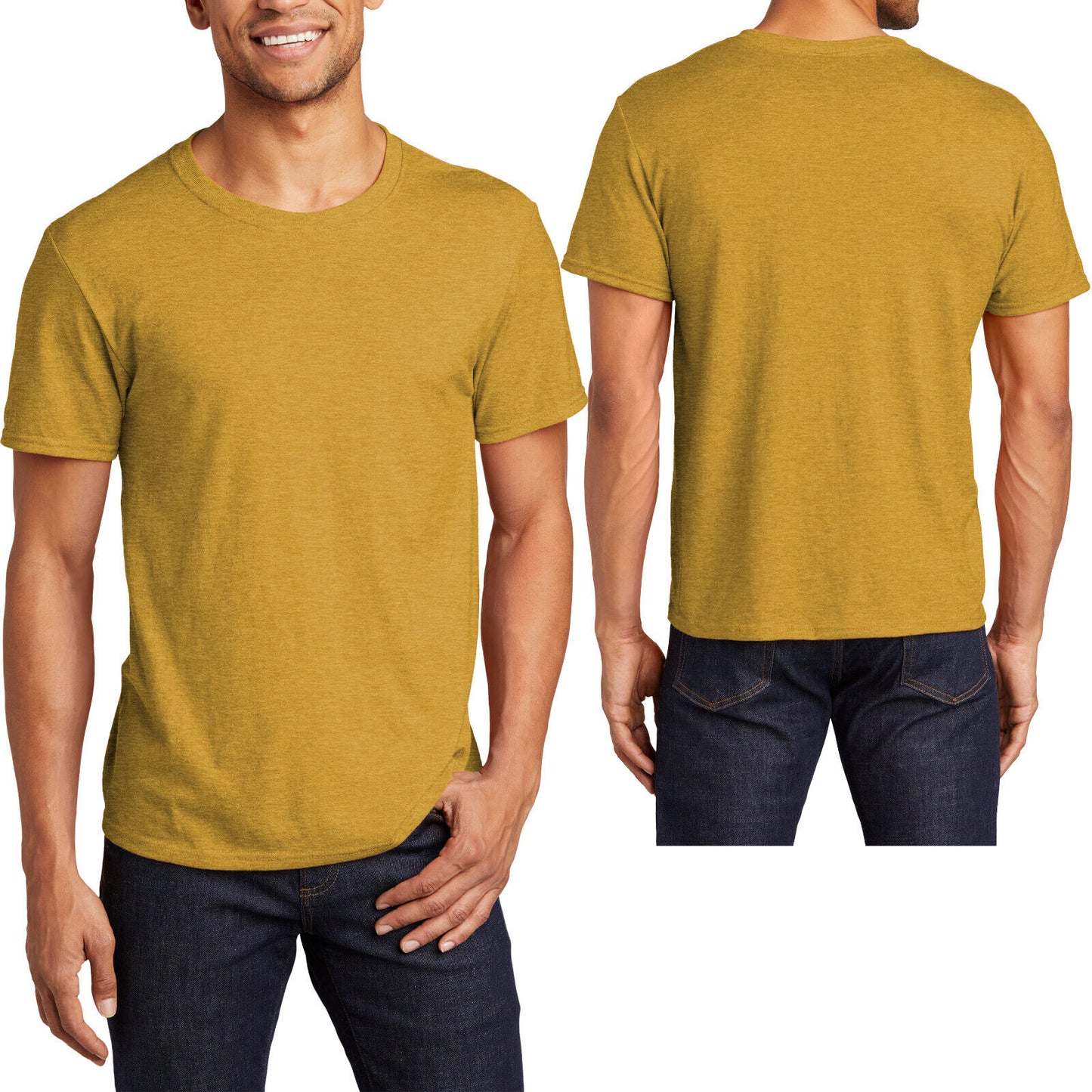 BIG Mens Jerzees Premium Soft Spun Cotton/Poly Blend Tee Wicking Heather T-Shirt