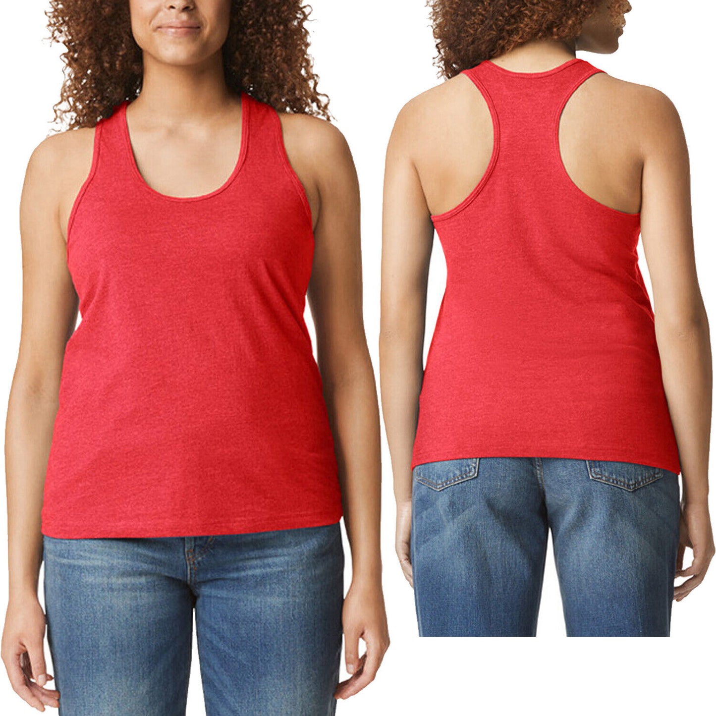 Ladies Plus Size Gildan Soft Blend Tank Top Womens Sleeveless Racerback Tee NEW!