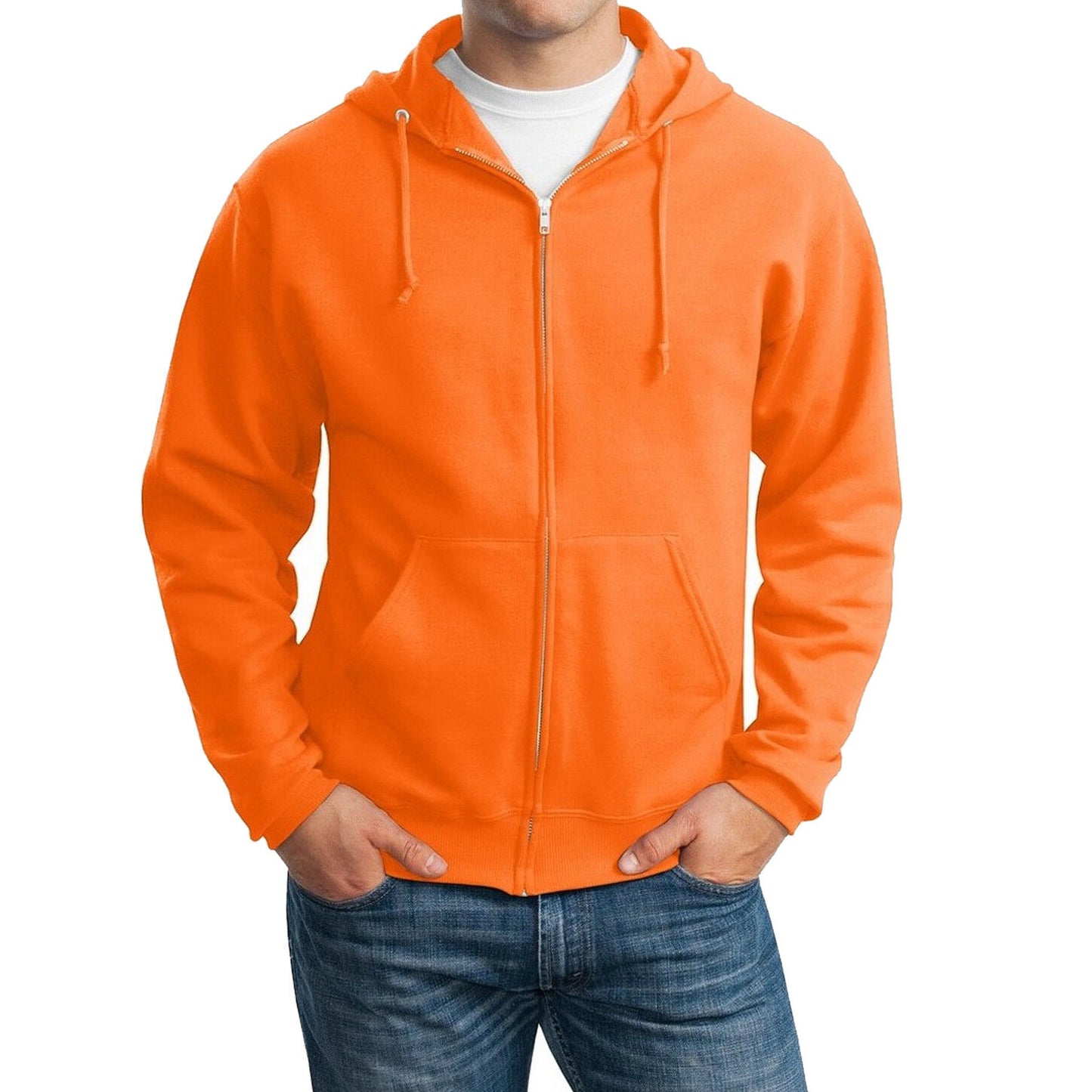 Mens Full Zip Hoodie Sweatshirt ANSI High Vis Safety Green Orange S-XL 2XL 3XL