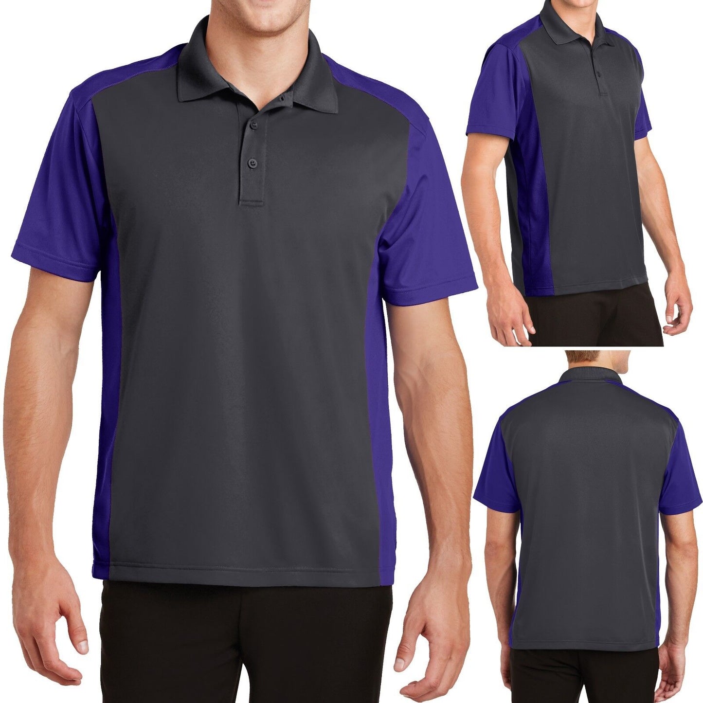 MENS Two Tone Polo Shirt Moisture Wicking Dri Fit Sport-Wick XS-XL 2X 3X 4X NEW