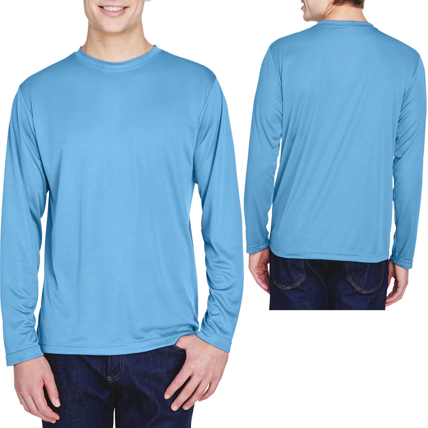 Mens Long Sleeve Fishing T-Shirt UPF 40+ Boat UV Moisture Wicking XS-XL 2X 3X 4X