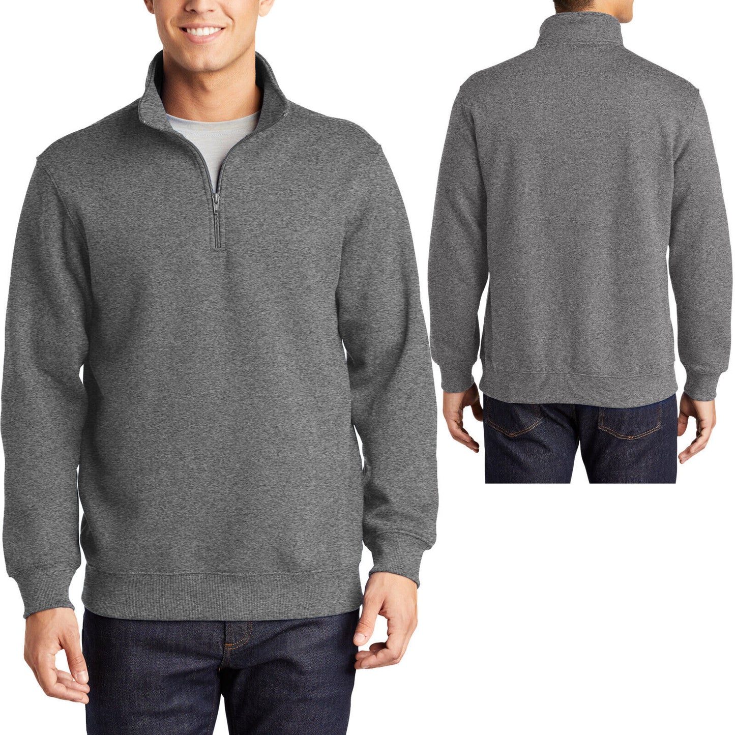 Mens TALL 1/4 Zip Pullover Sweatershirt Blended Sweater LT XLT 2XLT 3XLT 4XLT