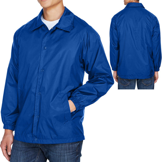 Mens Wind Breaker Staff Jacket Nylon Snap Front Coat S, M, L, XL, 2XL, 3XL, 4XL