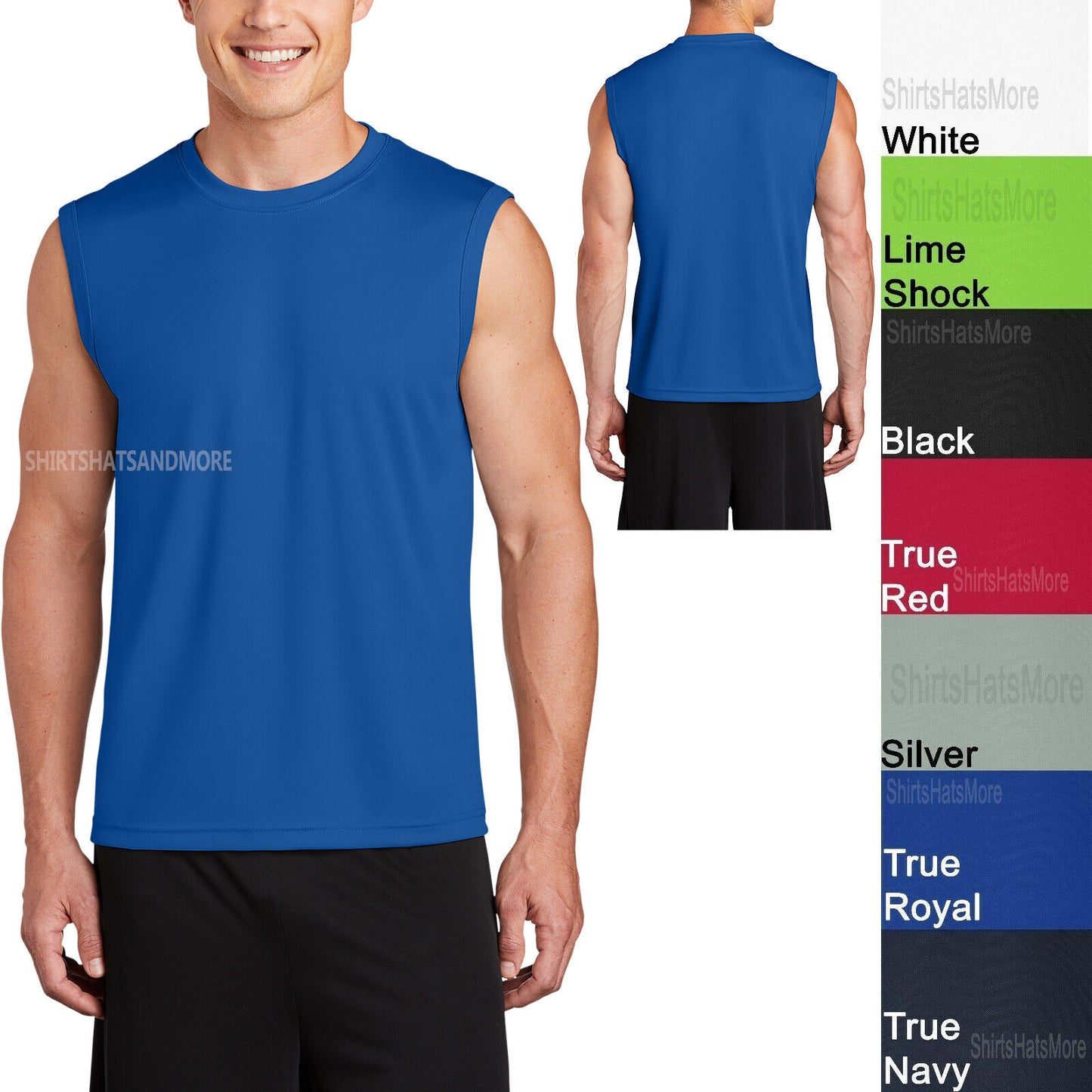 Mens Sleeveless Muscle T-Shirt Shooter Tank Dri Fit Moisture Wick XS-XL 2X 3X 4X