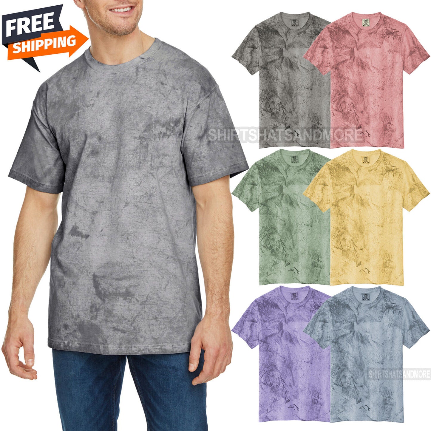 Mens Heavyweight Color Blast Tee Soft Unique T-Shirt S, M, L, XL, 2XL, 3XL NEW!