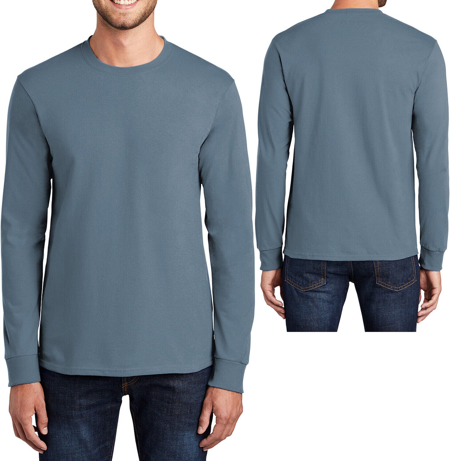 Mens 100% Soft Cotton Big & TALL Long Sleeve T-Shirt Crewneck Tee LT-4XLT NEW!