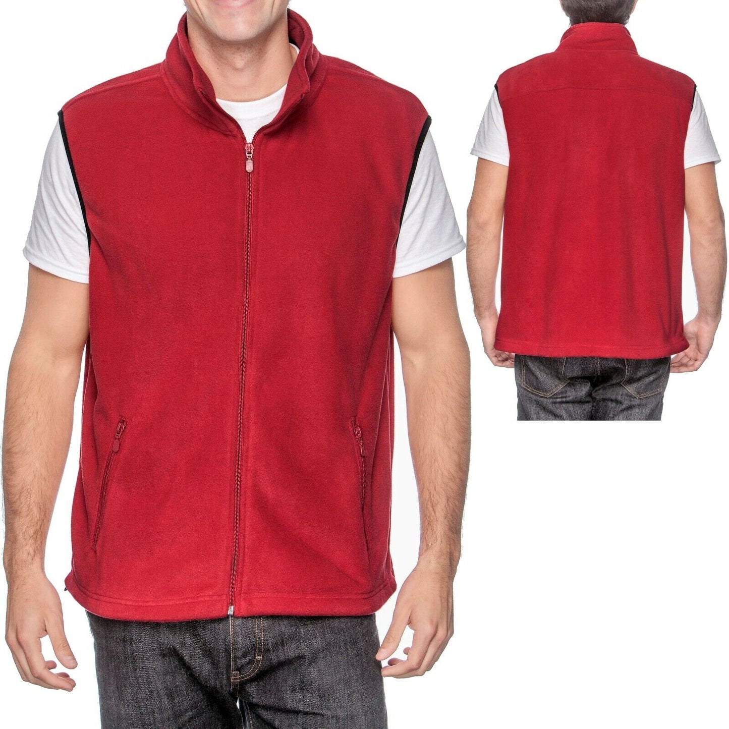 Mens Polar Fleece Vest Sleeveless Jacket Pockets Warm Winter Soft S-2XL 3XL 4XL