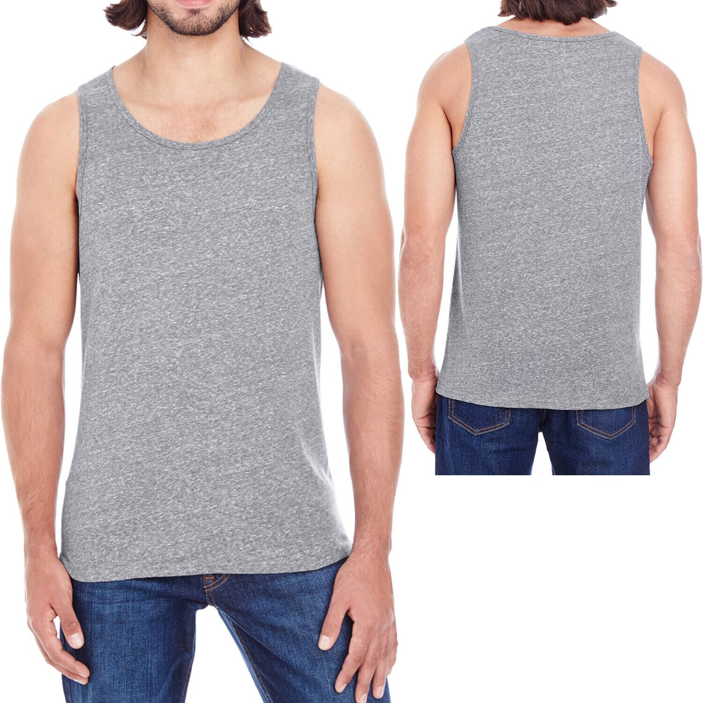 Mens Frosted Vintage Triblend Blended Tank Top Sleeveless Workout Casual XS-3XL