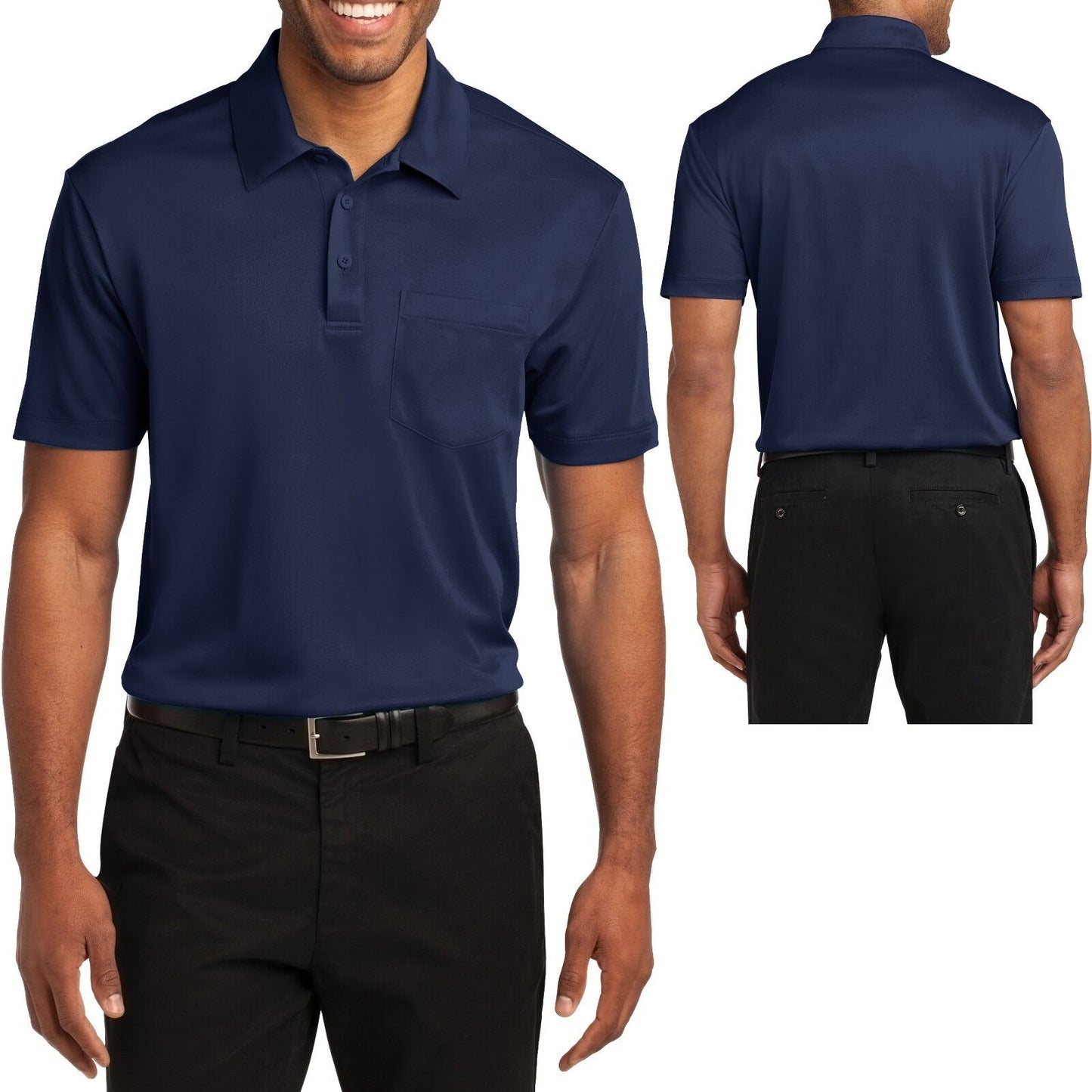 Mens POCKET Polo Shirt Moisture Wicking Poly Performance XS-XL 2XL, 3XL, 4XL NEW