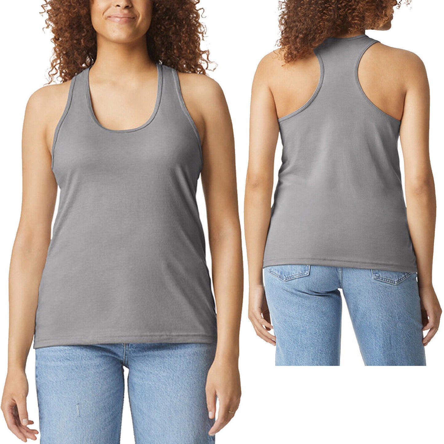 Ladies Plus Size Gildan Soft Blend Tank Top Womens Sleeveless Racerback Tee NEW!