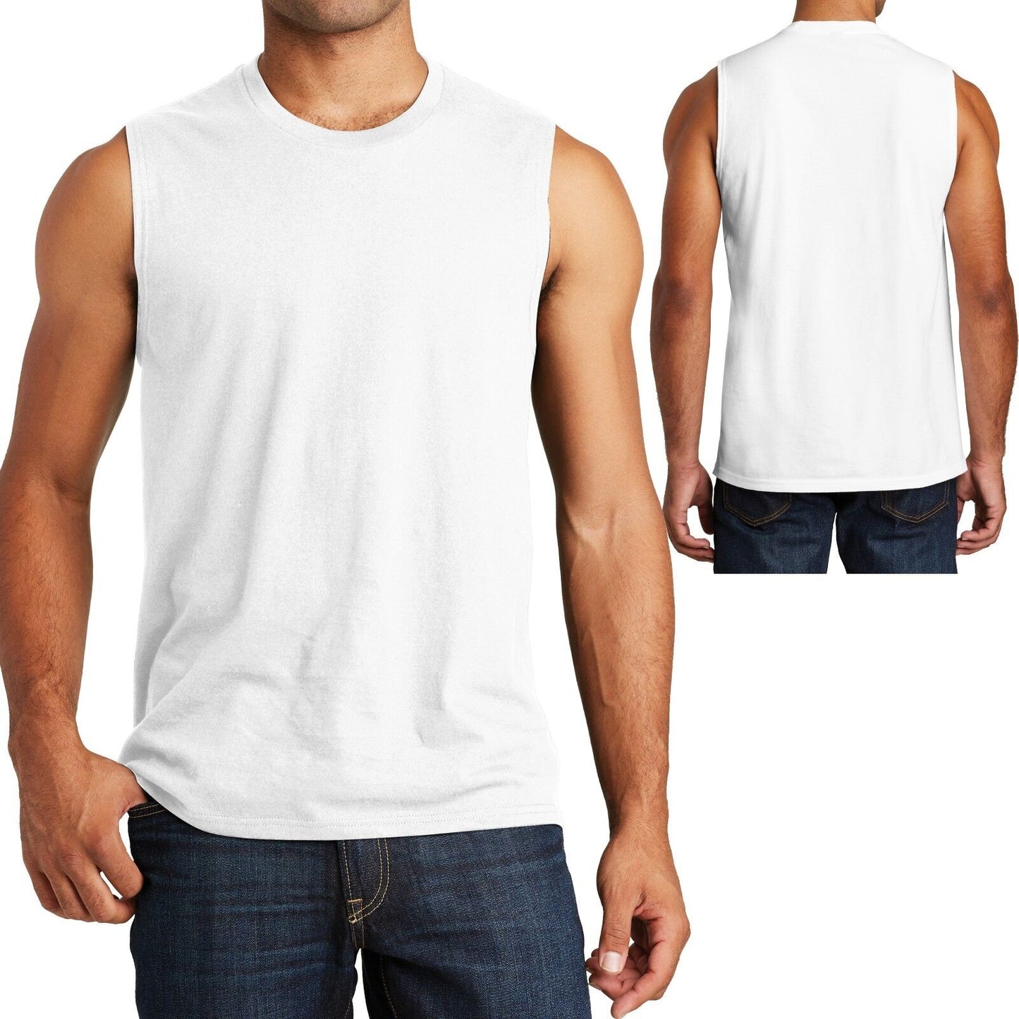 Young Mens Sleeveless T-Shirt Muscle Tank Shooter Cotton Tee XS-XL, 2X, 3X, 4X