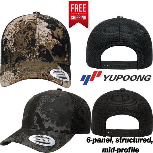 Ypoong Retro Trucker Cap with Veil Pattern 6-Panel Structured Mid-Profile Hat