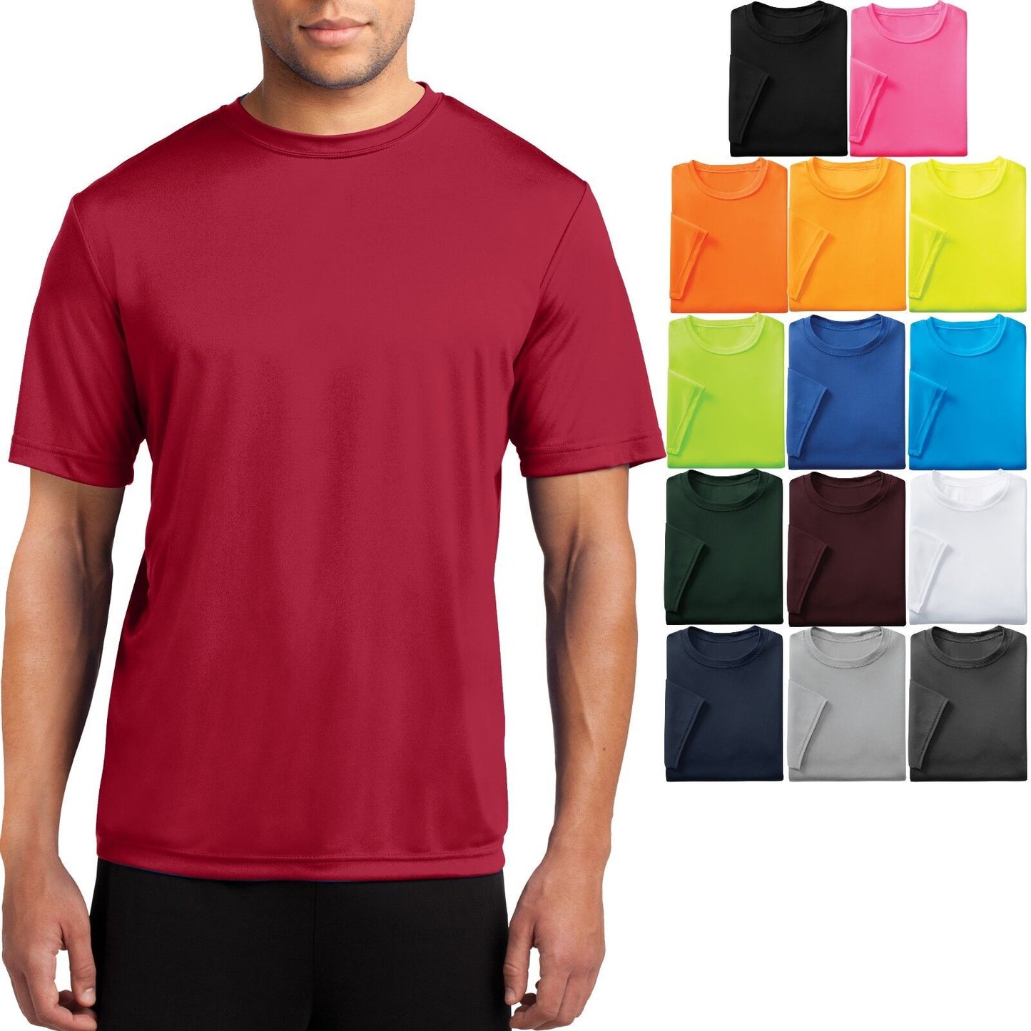 Men's Moisture Wicking T-Shirt Workout Performance Tee S, M, L, XL, 2X, 3X, 4X