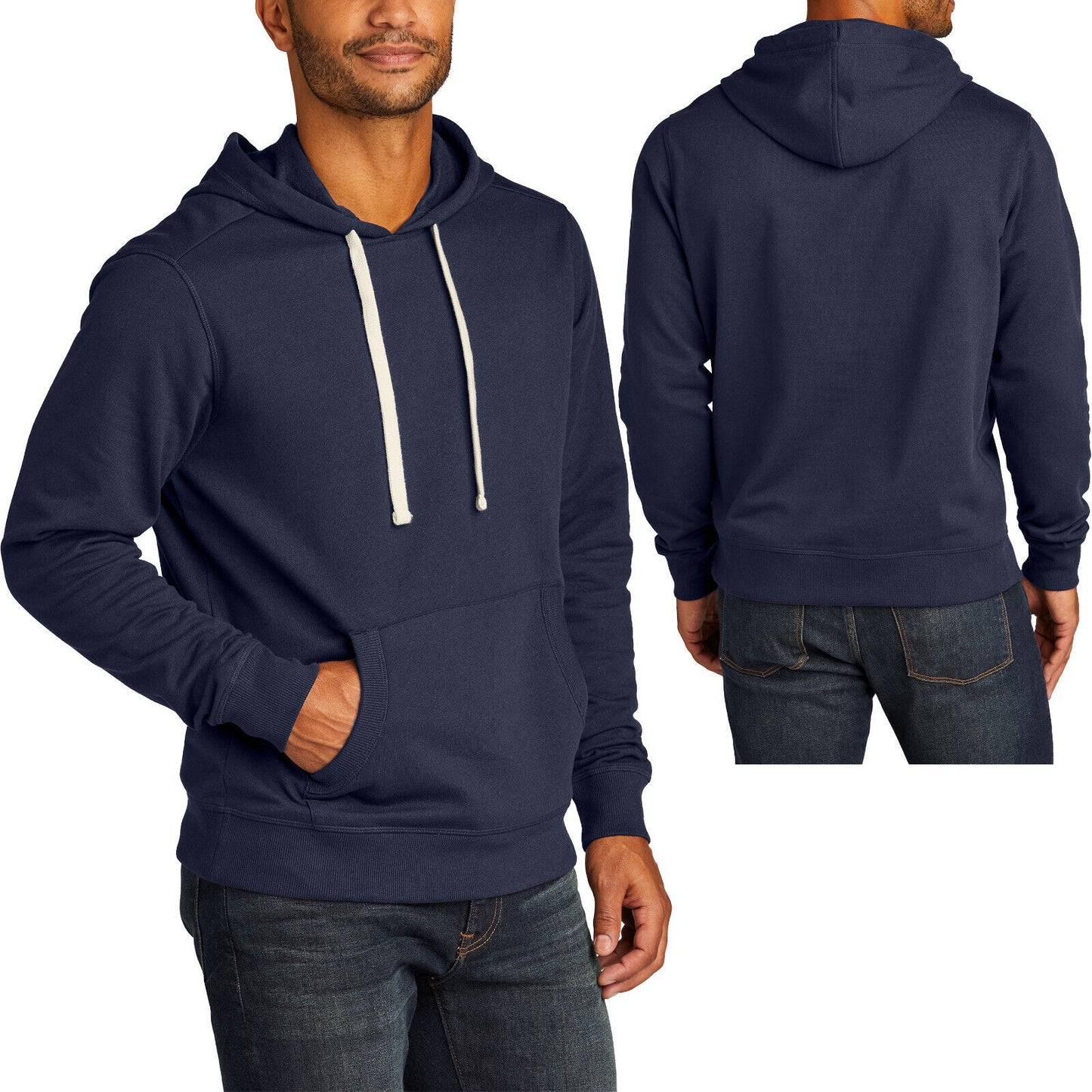 Mens Sustainable Heathered Fleece Hoodie Winter Warm Sweatshirt XS-4XL NEW!