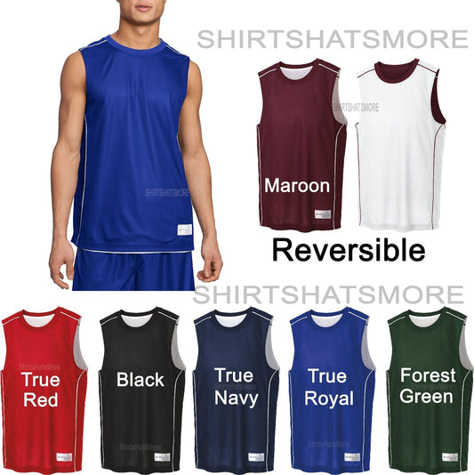 Posi Charge Mens Mesh Reversible Sleeveless Sports Jersey Basketball Tank S-4XL